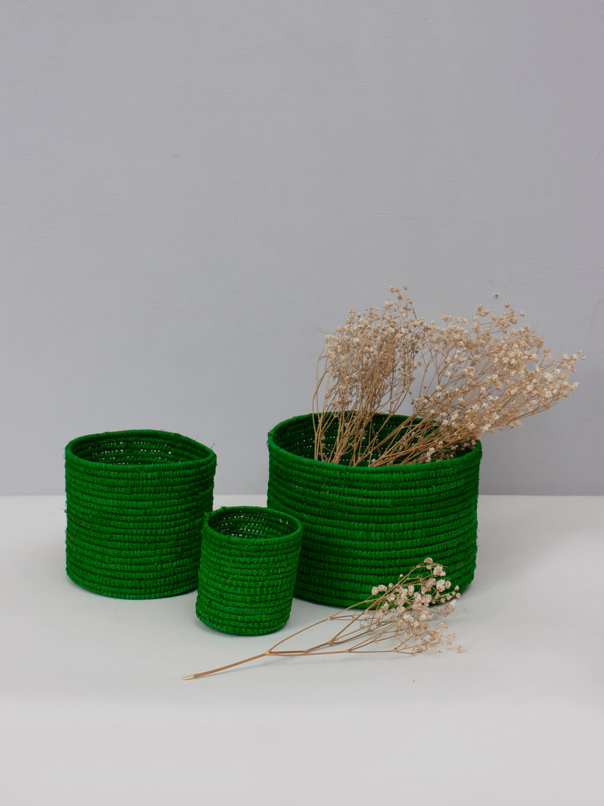 Eco-Friendly Raffia Storage Baskets - Natural Green Woven Organizers for Home, Office & Nursery | Perfect for Toys, Blankets & Decorative Storage