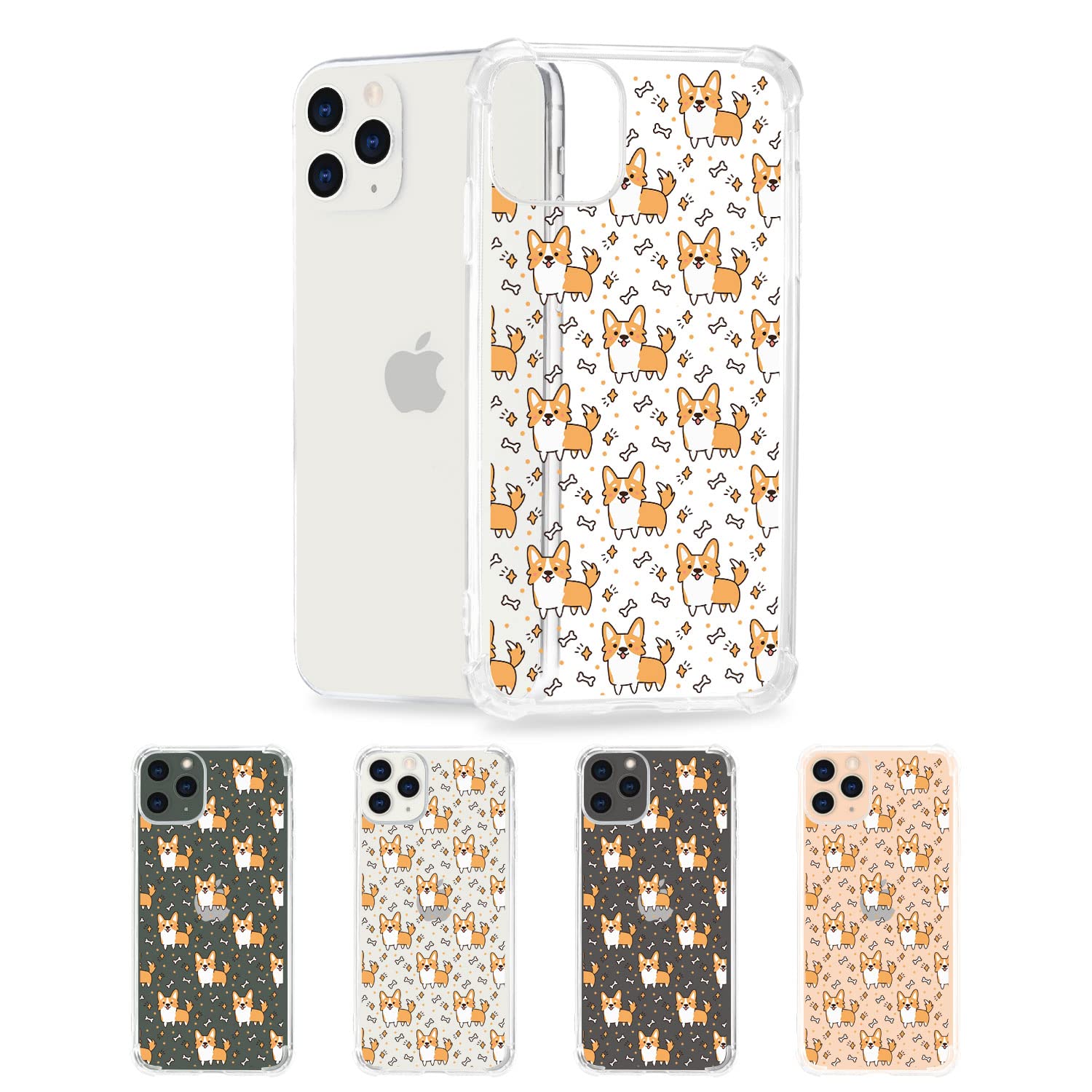 Cute Cartoon Corgi Dog Pattern iPhone 12 Pro Max Case - Transparent TPU Full Body Protective Cover with Shockproof Design for Women & Girls | Perfect for Everyday Use, Work, School & Travel