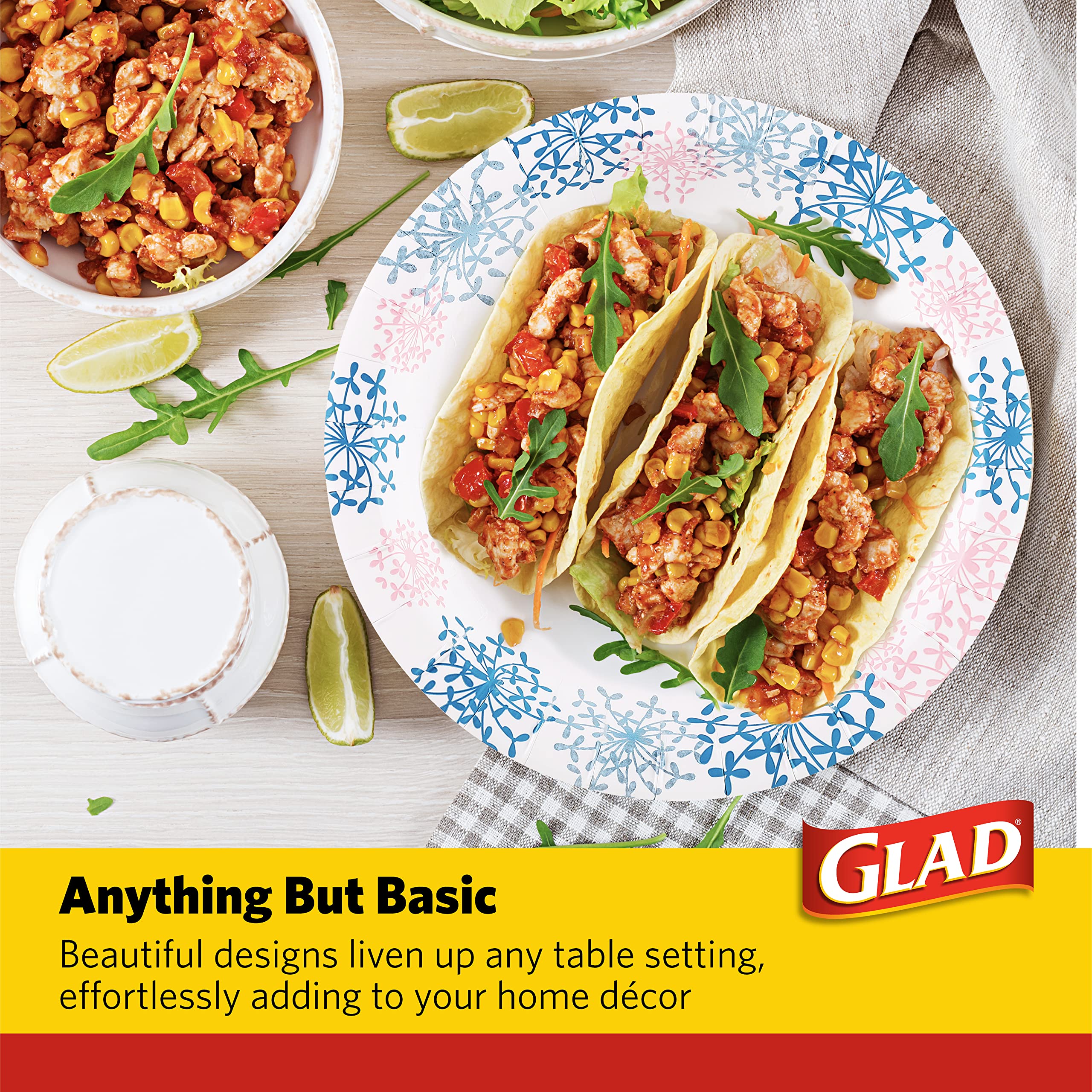 Glad Round Heavy Duty Disposable Paper Plates - 8.5 Inch Soak Proof & Cut Proof Plates for Parties, Picnics & BBQs | Microwave Safe Bulk Pack (250 Count x 2, Pink Hydrangea) | Perfect for Birthday Celebrations, Family Gatherings & Outdoor Events