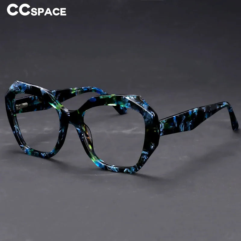 CCspace Women's Full Rim Oversized Square Acetate Reading Glasses +1.0 to +4.0 - Fashionable Blue Light Blocking Readers for Work, Reading & Computer Use