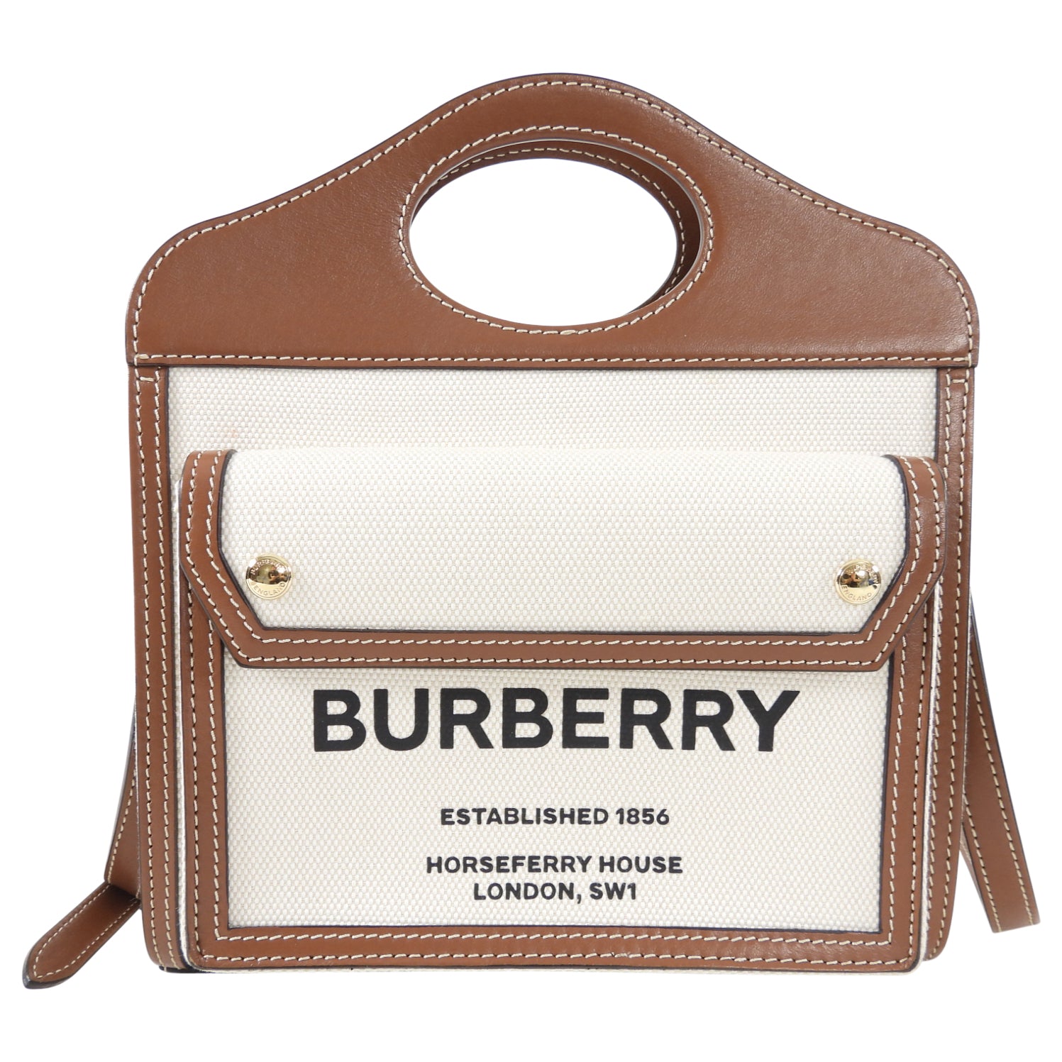 Burberry Small Canvas and Leather Pocket Bag - Stylish Crossbody Bag for Women | Perfect for Everyday Use, Travel & Shopping