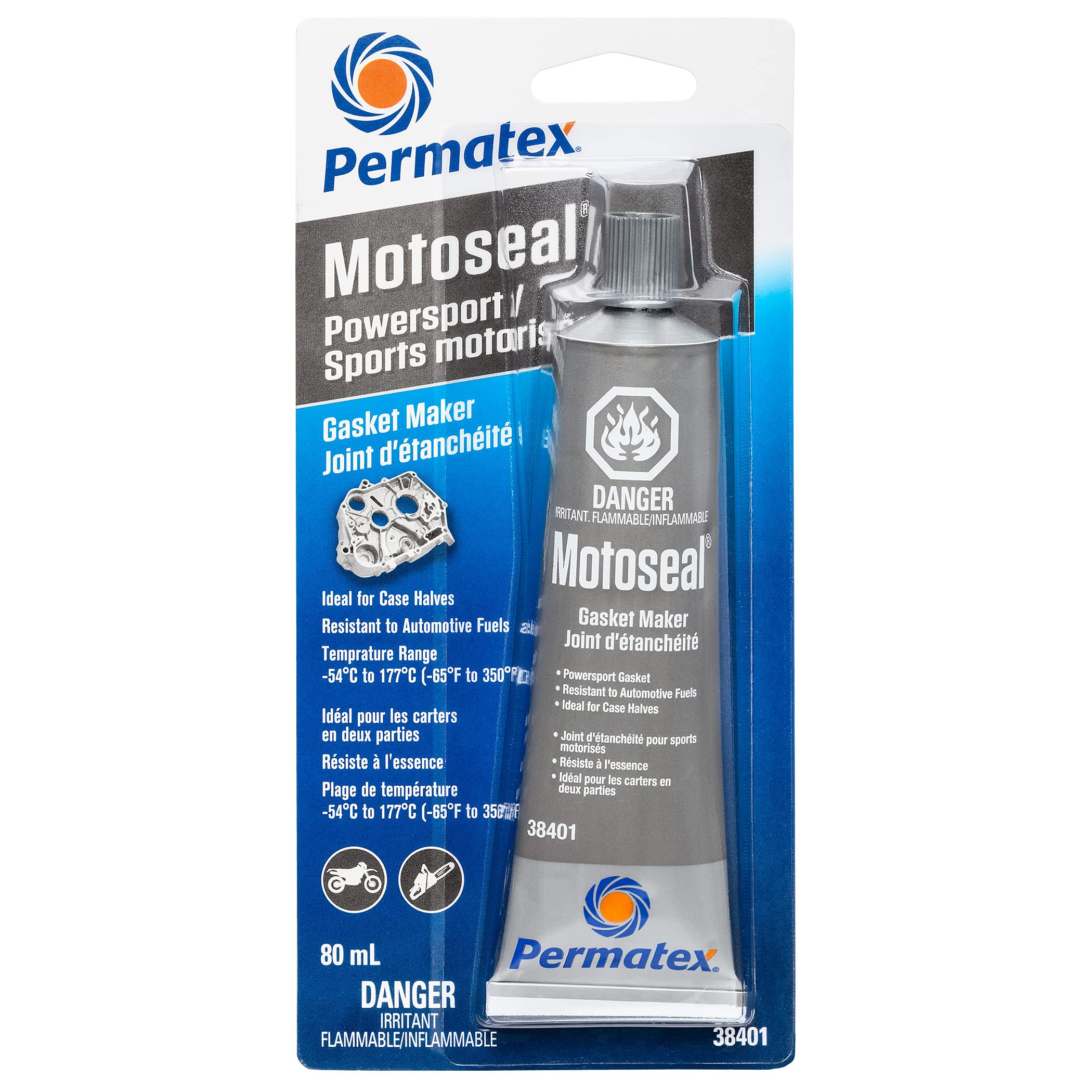 Permatex 38401 MOTOSEAL 2 & 4-Cycle Gasket Maker Sealant - 80ml Tube for Motorcycle, ATV & Small Engine Repair - High-Temperature Resistant Adhesive for Gaskets, Covers & Flanges