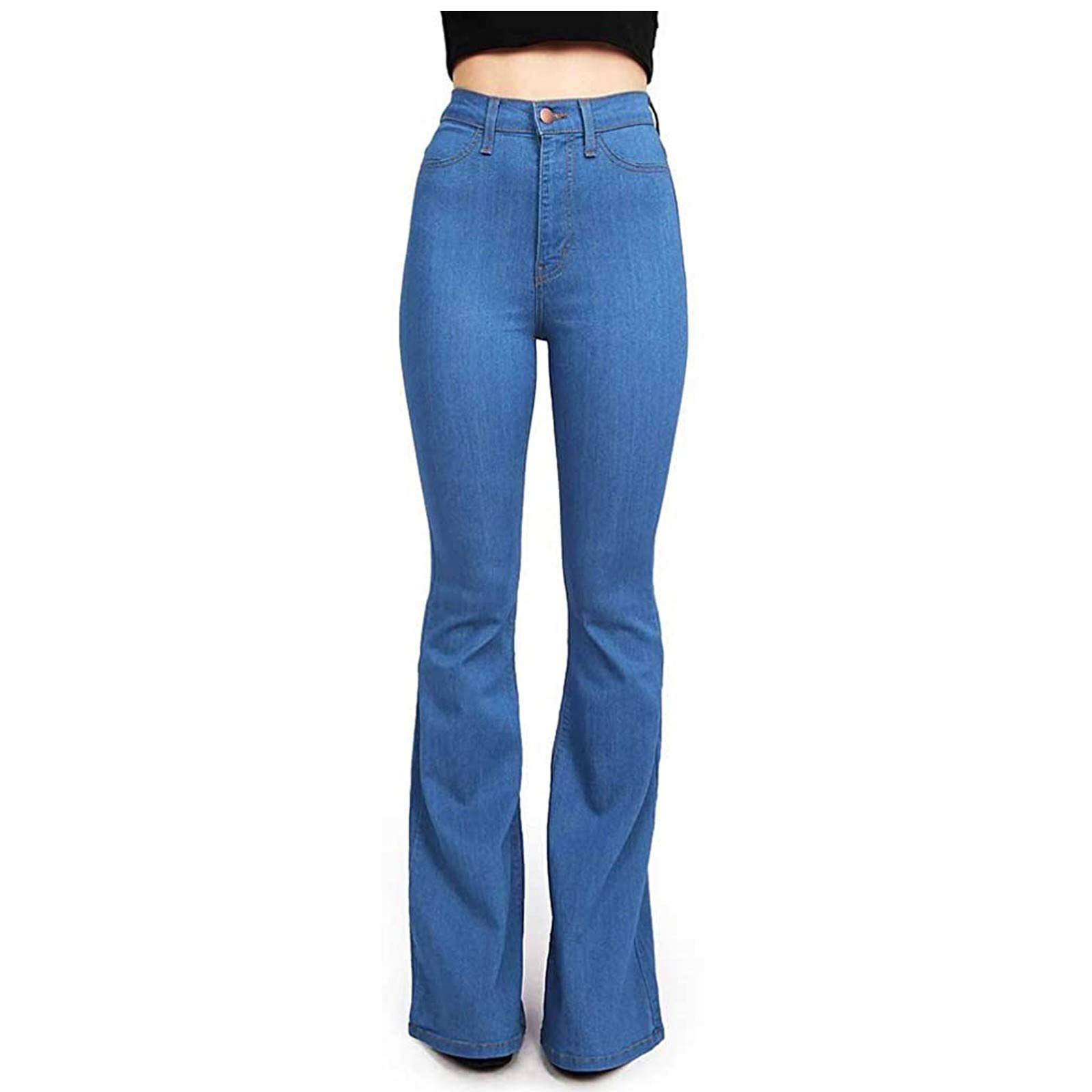 Women's High Waist Skinny Stretch Flare Jeans - Slim Fit Long Bootcut Denim Pants for Everyday Wear & Casual Outfits