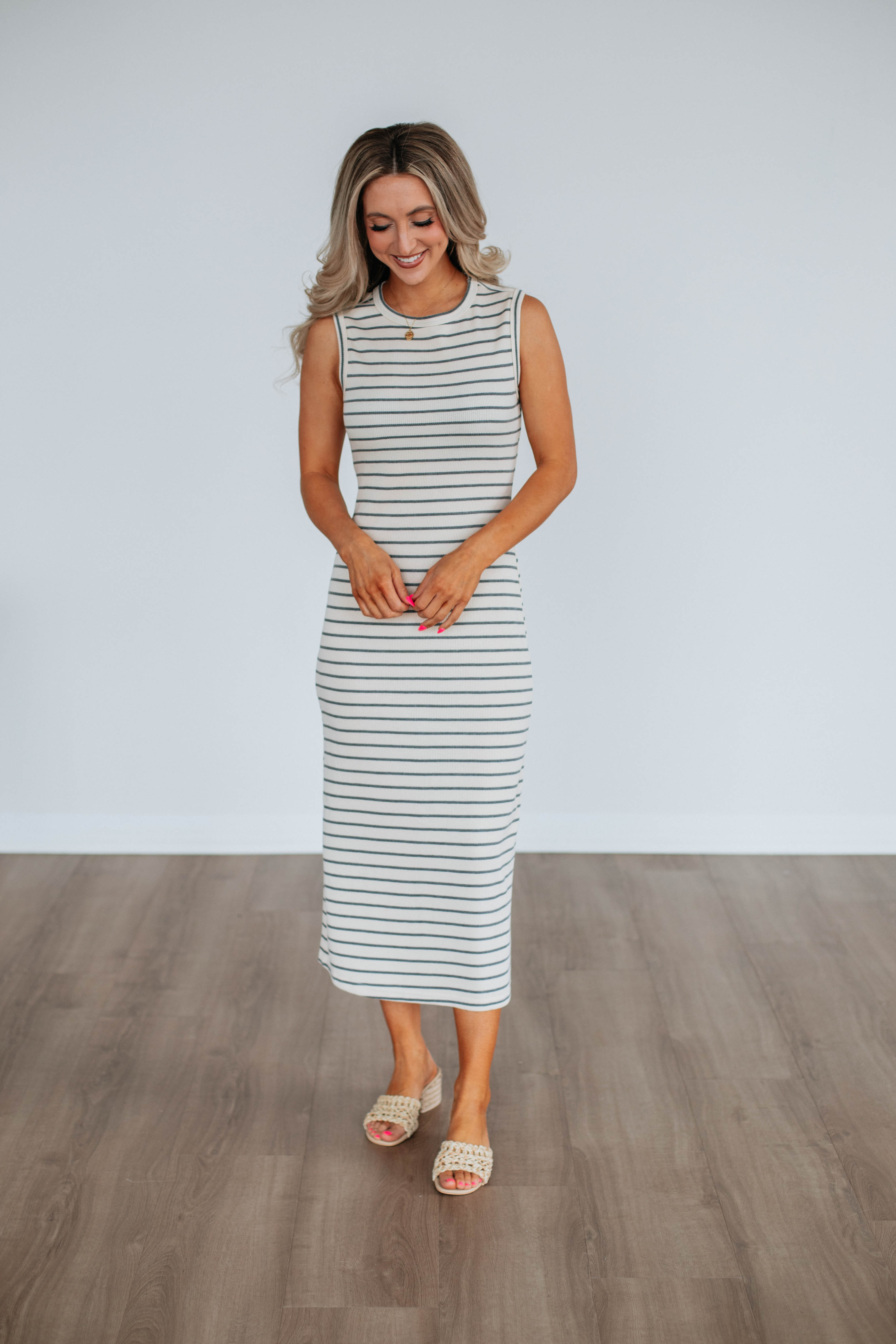 Claudelle Women's Striped Casual Dress - Grey Mix | Comfortable & Stylish for Work, Travel & Everyday Wear