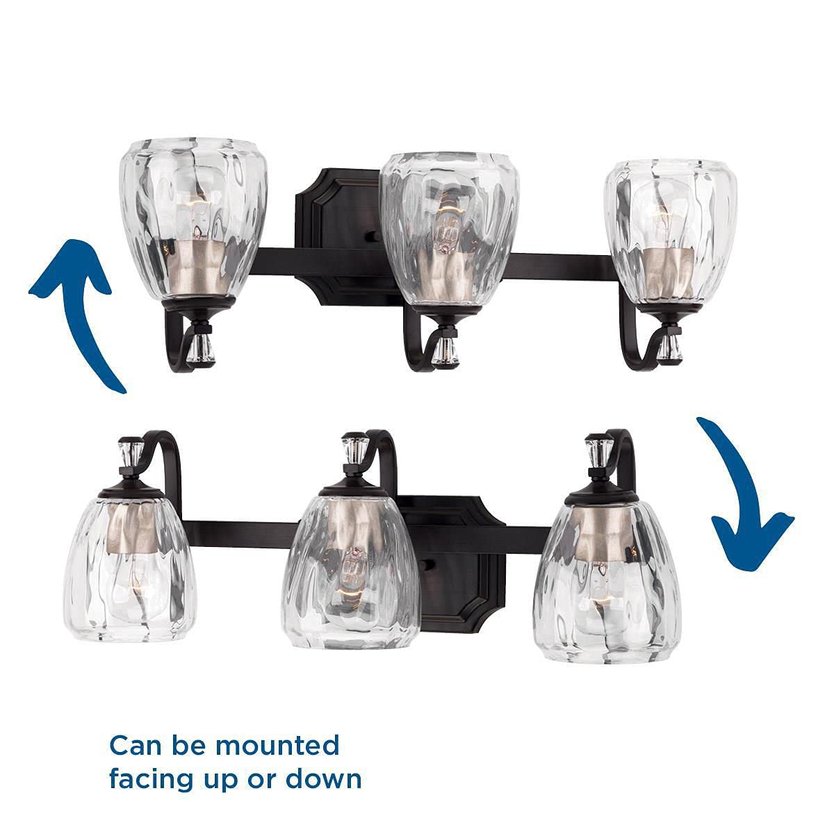 Progress Lighting P300118-020 Anjoux Bath & Vanity Light Fixture in Bronze Finish - Perfect for Bathroom Vanity, Powder Room, and Dressing Area Lighting