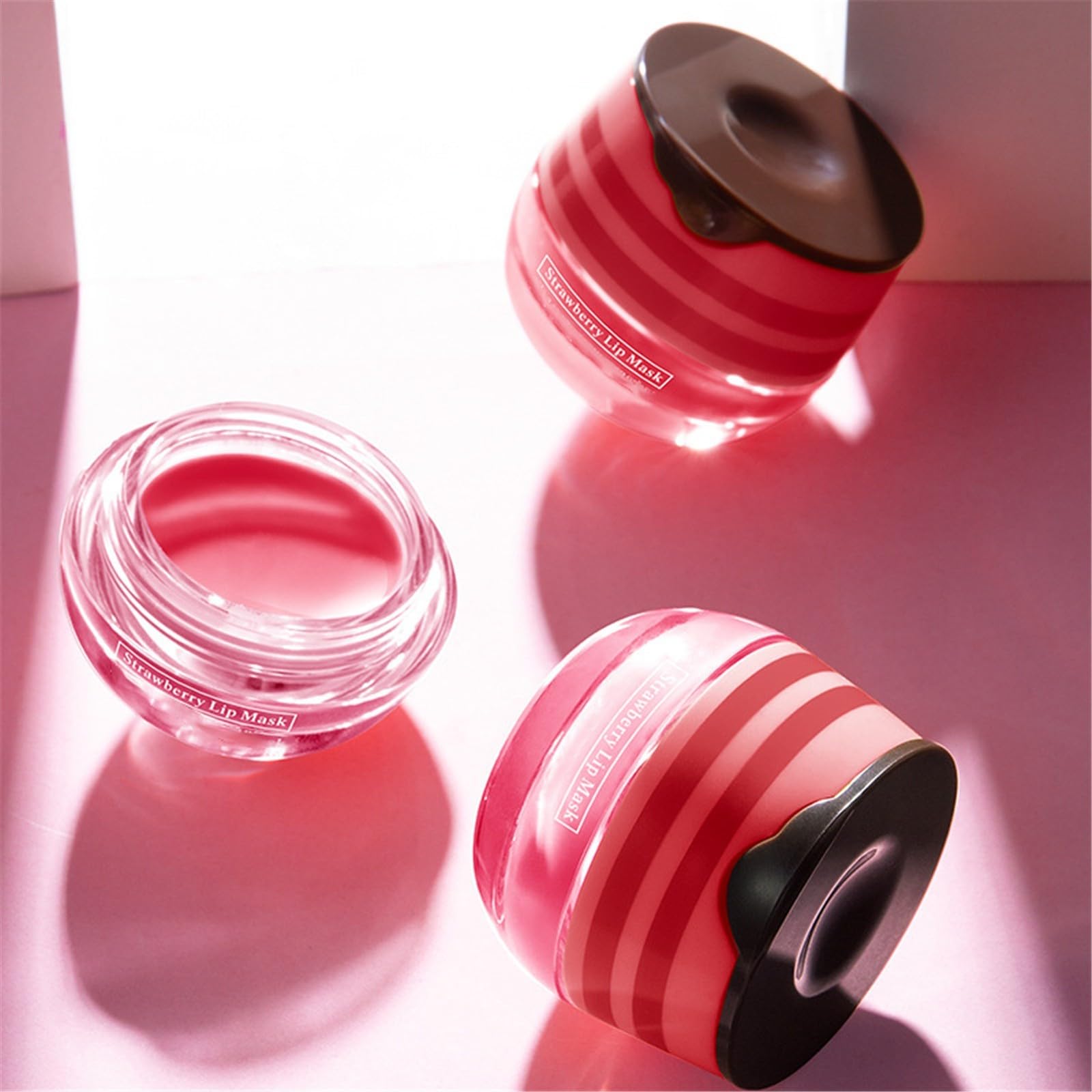**Strawberry Lip Balm for Dry Lips - Hydrating & Moisturizing Lip Care with Exfoliator - Natural Lip Balm Pot Lightens Lip Lines - Perfect Gift for Tender Lips (Ideal for Winter, Travel & Daily Lip Care)**