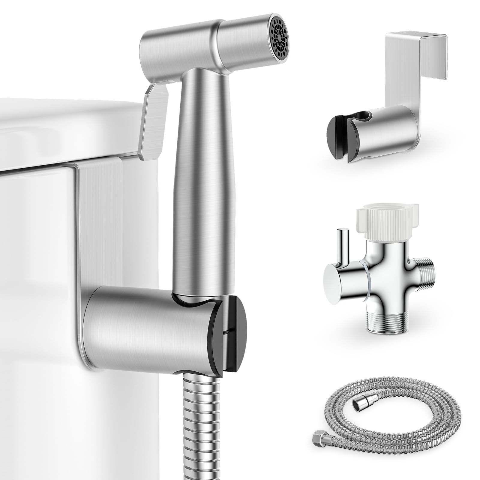 Stainless Steel Handheld Bidet Sprayer for Toilet - Adjustable Water Pressure & 2 Spray Modes - Muslim Shower Toilet Spray Kit for Enhanced Personal Hygiene - Perfect for Bathroom Cleaning & Postpartum Care