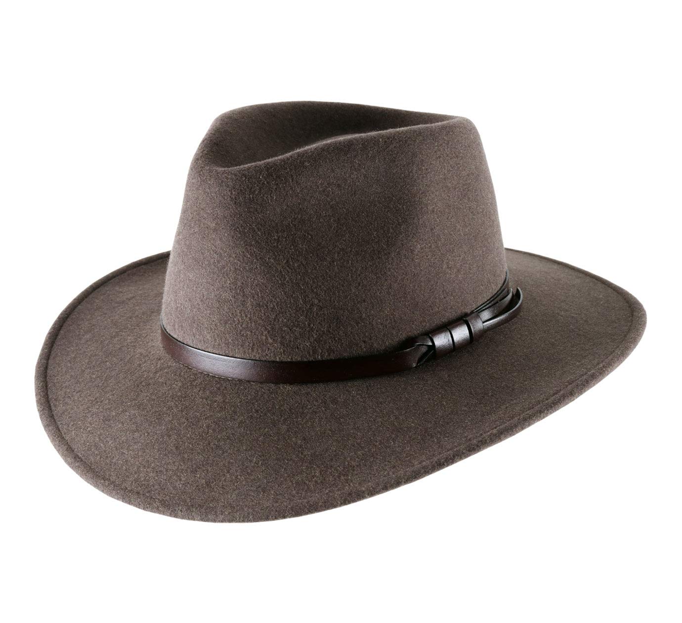 Classic Italian Wool Felt Fedora Hat - Water Repellent Wide Brim Packable Travel Hat (Size 59cm, Brown) for Men & Women | Perfect for Outdoor Activities, Fashion Events and Daily Wear