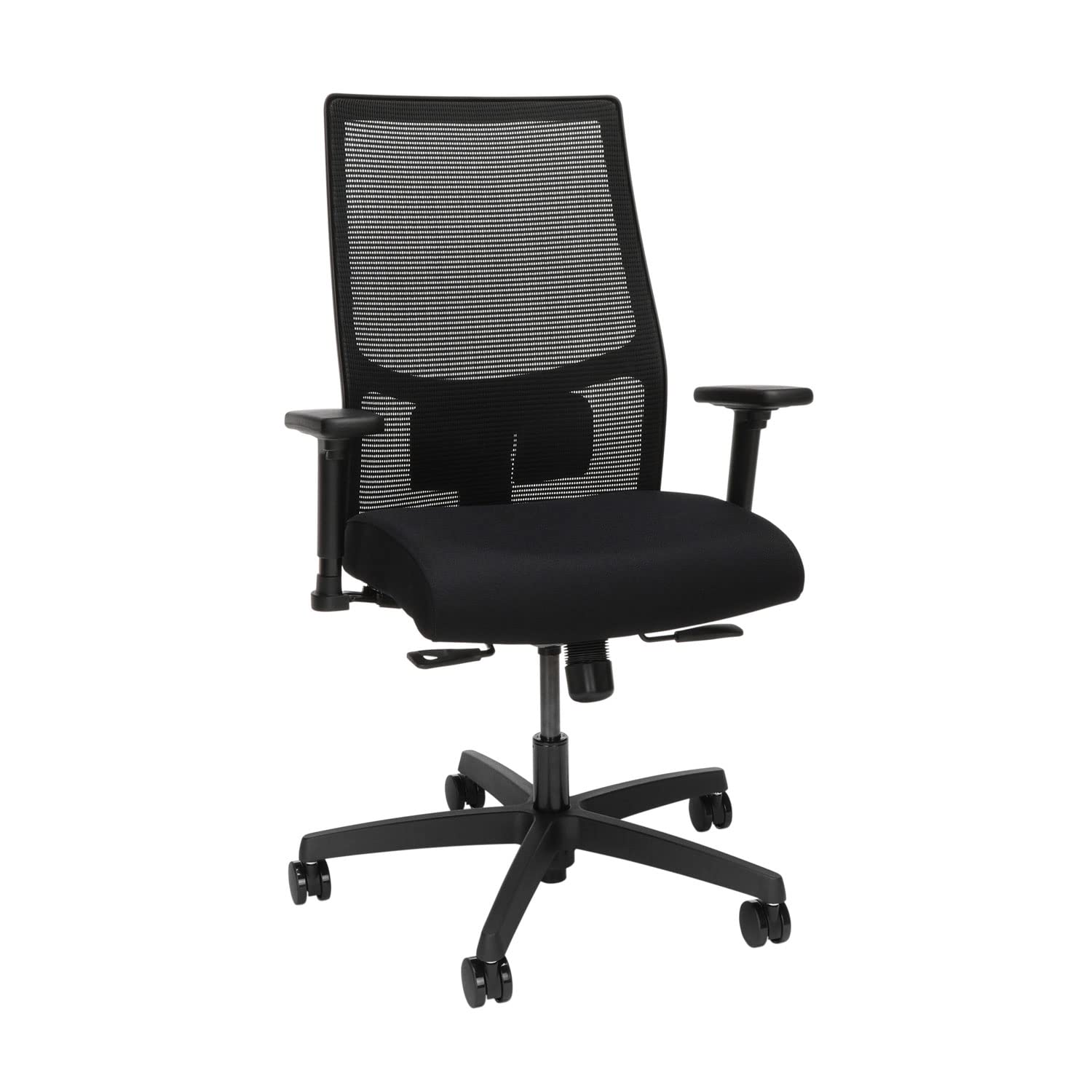 HON Ignition 2.0 Ergonomic Office Chair - Adjustable Lumbar Support & Armrests, Seat Slide Mechanism, High Back Support with Cushion, Swivel Wheels, Black - Perfect for Home Office, Gaming & Workspace Comfort
