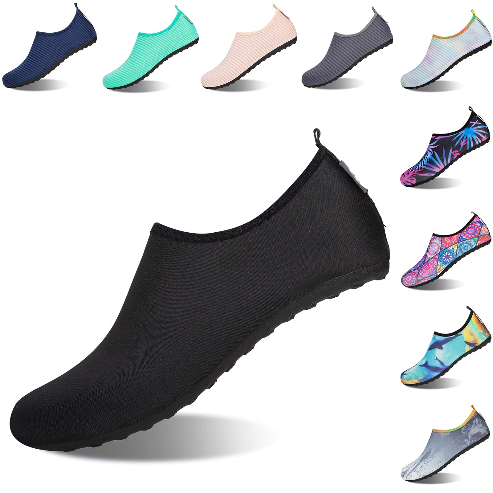 Quick Dry Aqua Water Socks for Women & Men - Upgraded Sole Barefoot Swim Shoes with Foot Massage & Arch Support - Perfect for Beach, Pool, Yoga & Water Sports
