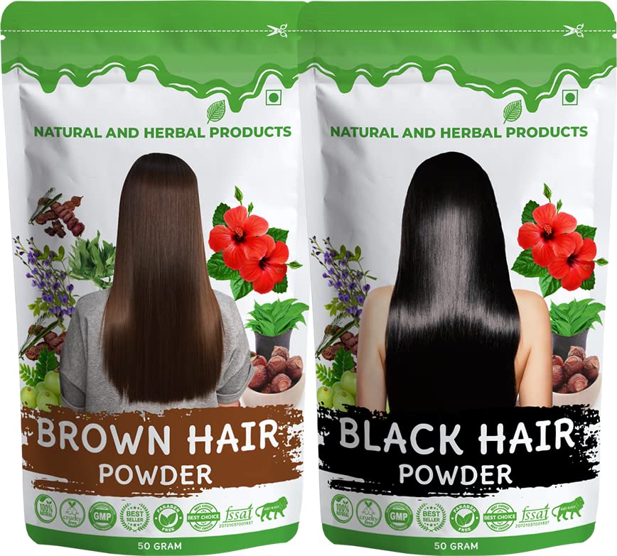 Natural Black & Brown Hair Dye for Women & Men - Long Lasting Color, Silky Smooth, Thicker & Stronger Hair - Pure Herbal Powder for Shine & Volume | Perfect for Everyday Use & Special Occasions