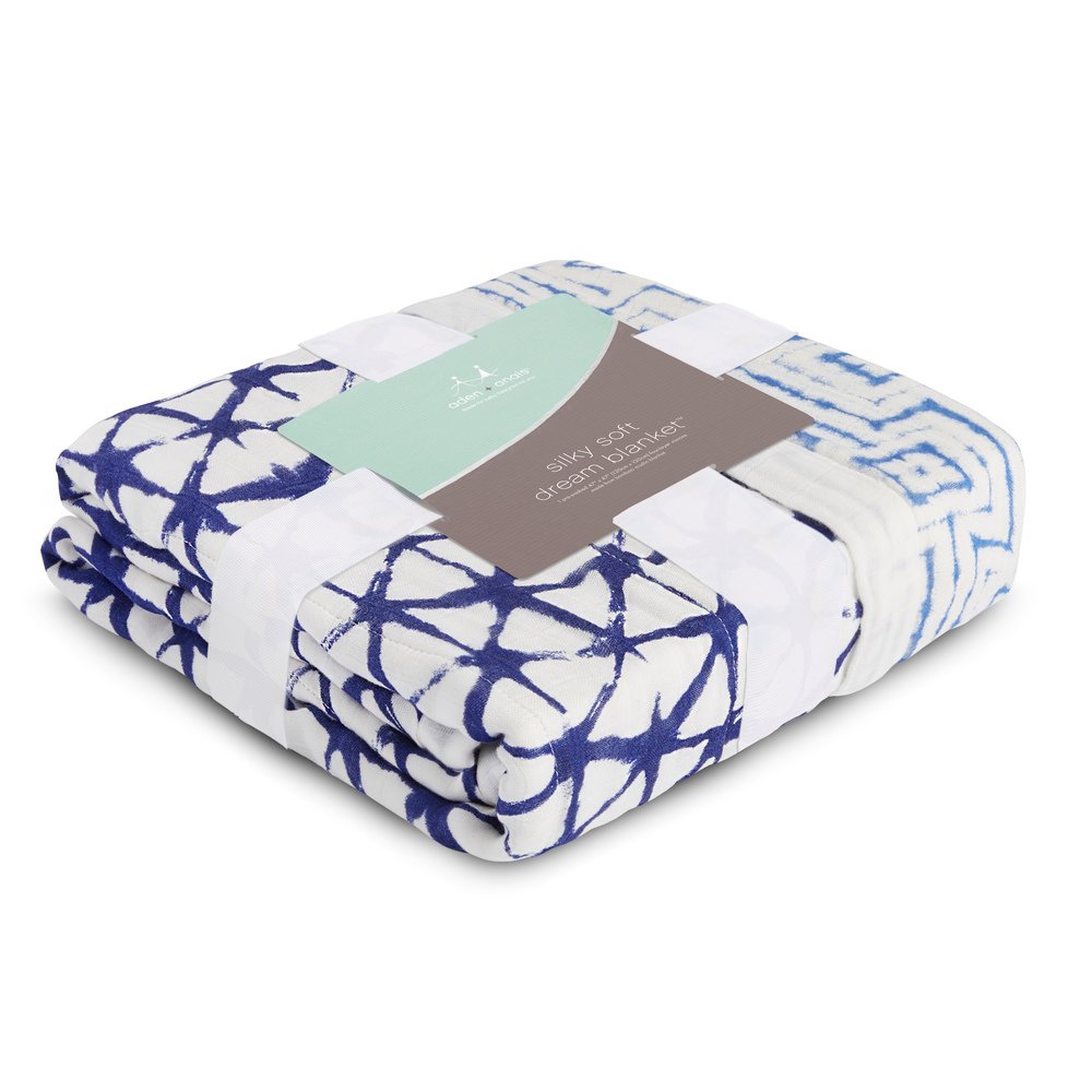 aden + anais Silky Soft Dream Blanket - Premium Baby Swaddle Blanket for Newborns & Toddlers - Breathable & Lightweight - Indigo Blue - Perfect for Nursery, Stroller & Travel