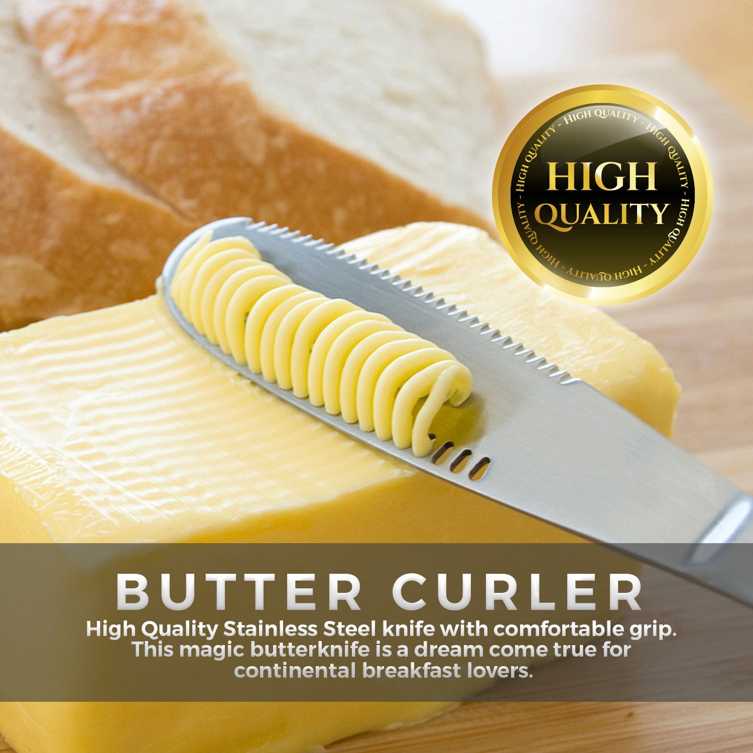 Premium Stainless Steel Butter Spreader and Curler Knives Set - 2 Butter Knives + 1 Magic Butter Curler for Smooth Spreading - Perfect for Breakfast, Baking, and Entertaining