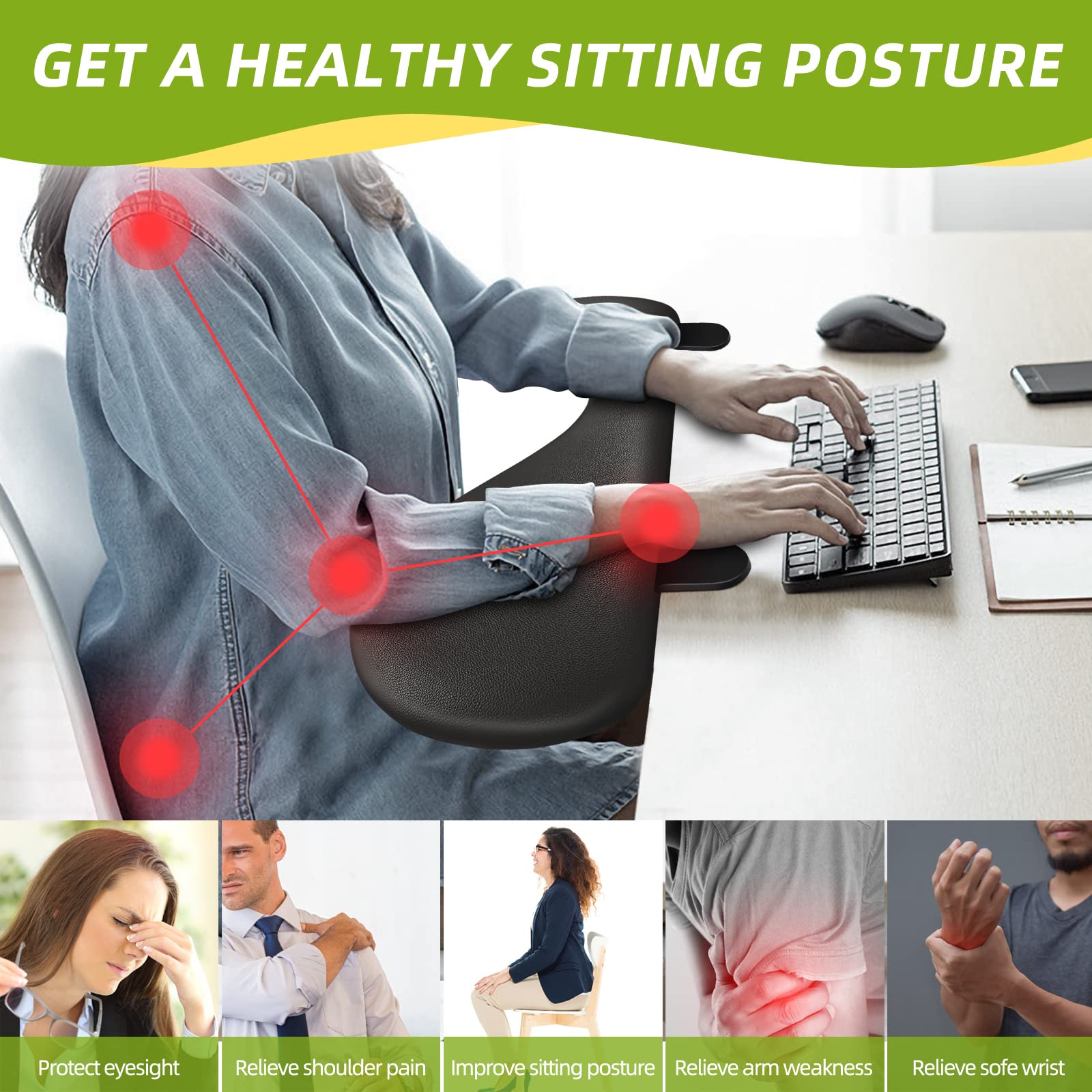 Ergonomic Adjustable Desk Extender with Rotating Mouse Pad - Arm Rest Support for Computer & Office Desk | Comfortable Wrist Relief for Long Hours Typing & Gaming