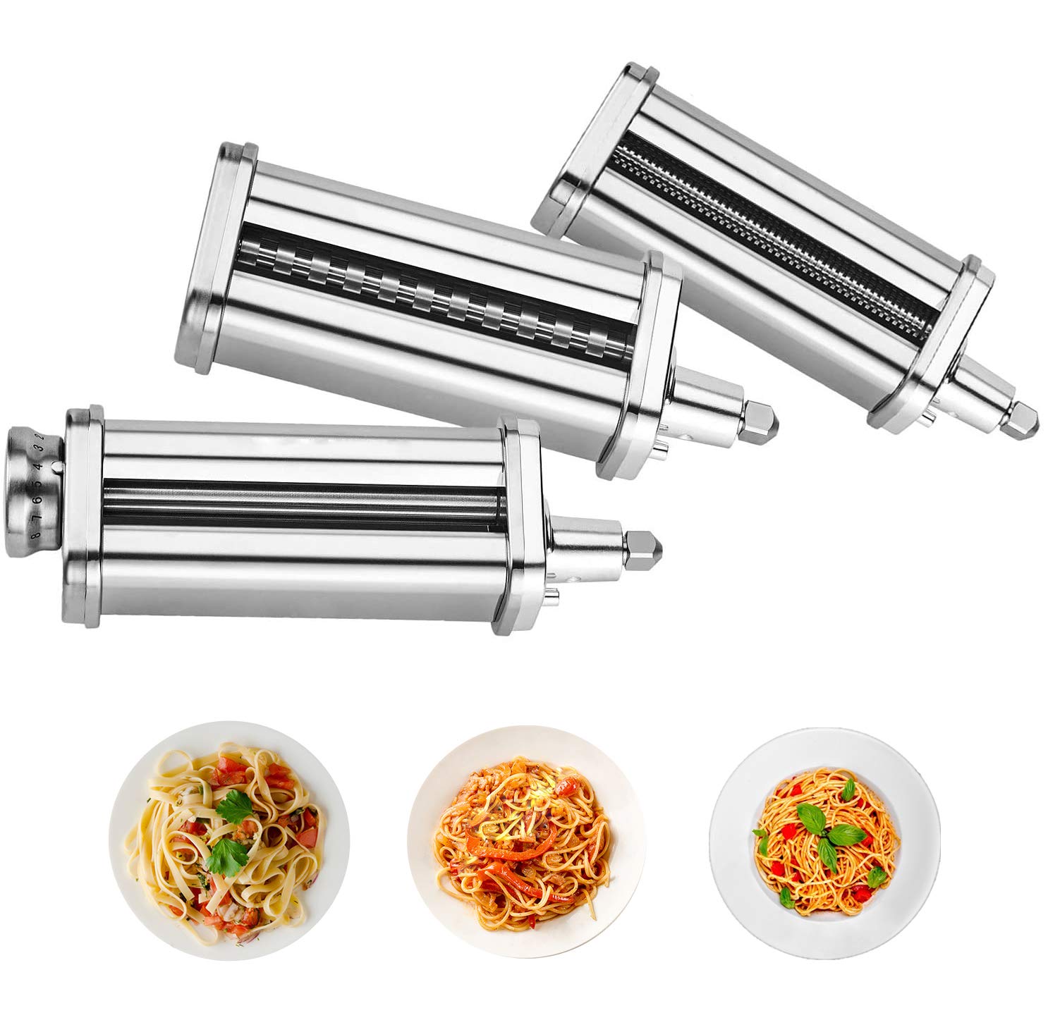 Premium 3-Piece Pasta Maker Attachment Set for KitchenAid Stand Mixers - Stainless Steel Pasta Roller, Spaghetti & Fettuccine Cutter - Perfect for Homemade Italian Pasta, Family Dinners & Restaurant-Quality Meals