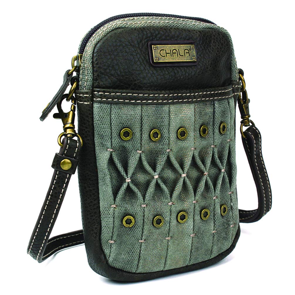 Chala Crossbody Phone Purse for Women - Adjustable Strap Slim Wallet with Cat Keychain - Olive Green Small Handbag for Travel, Shopping & Daily Use