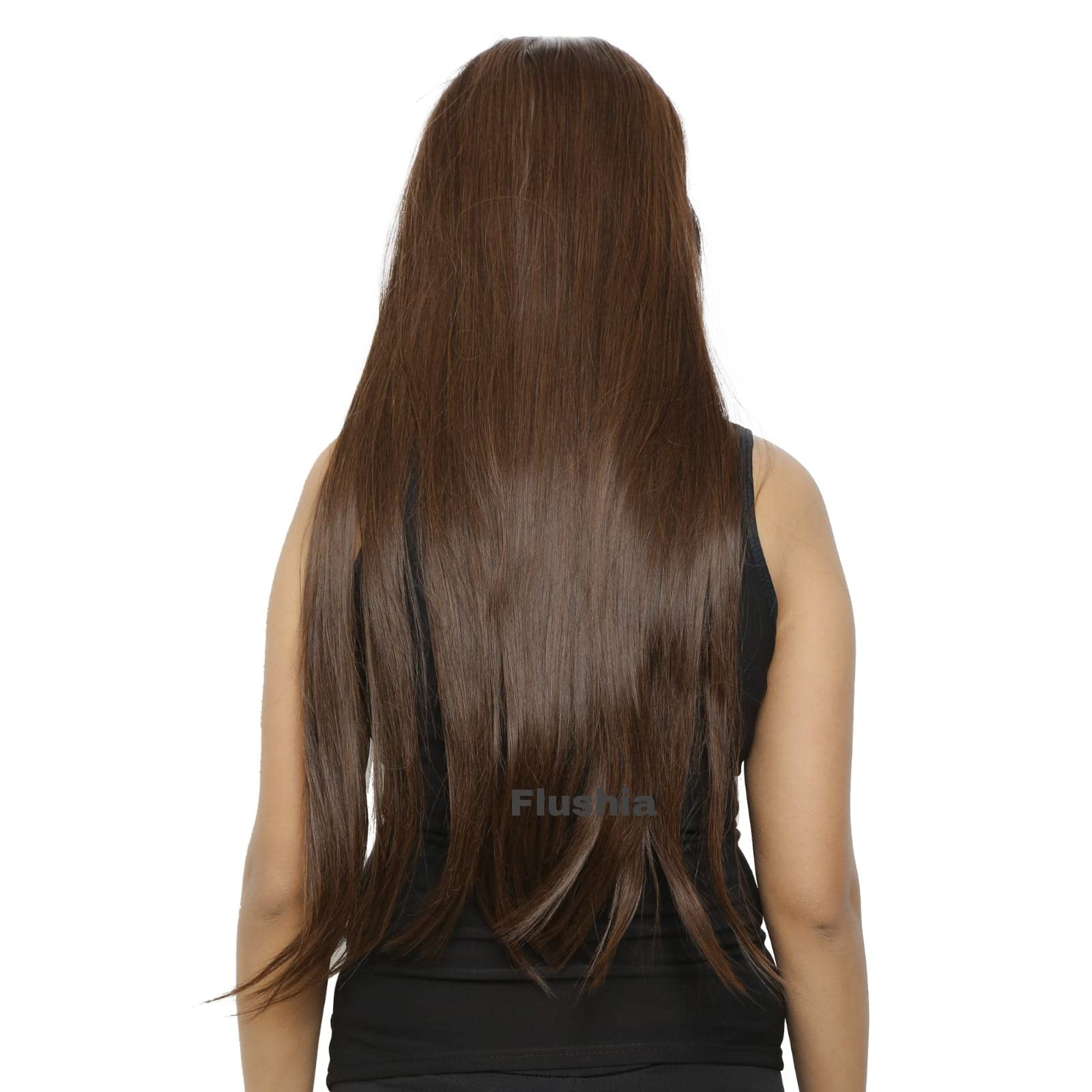 FLUSHIA 24 Inch Dark Brown Synthetic Hair Extensions with 5 Clips | Straight Synthetic Fiber Weft for Women & Girls | Perfect for Daily Wear, Parties & Cosplay (630 Brown)