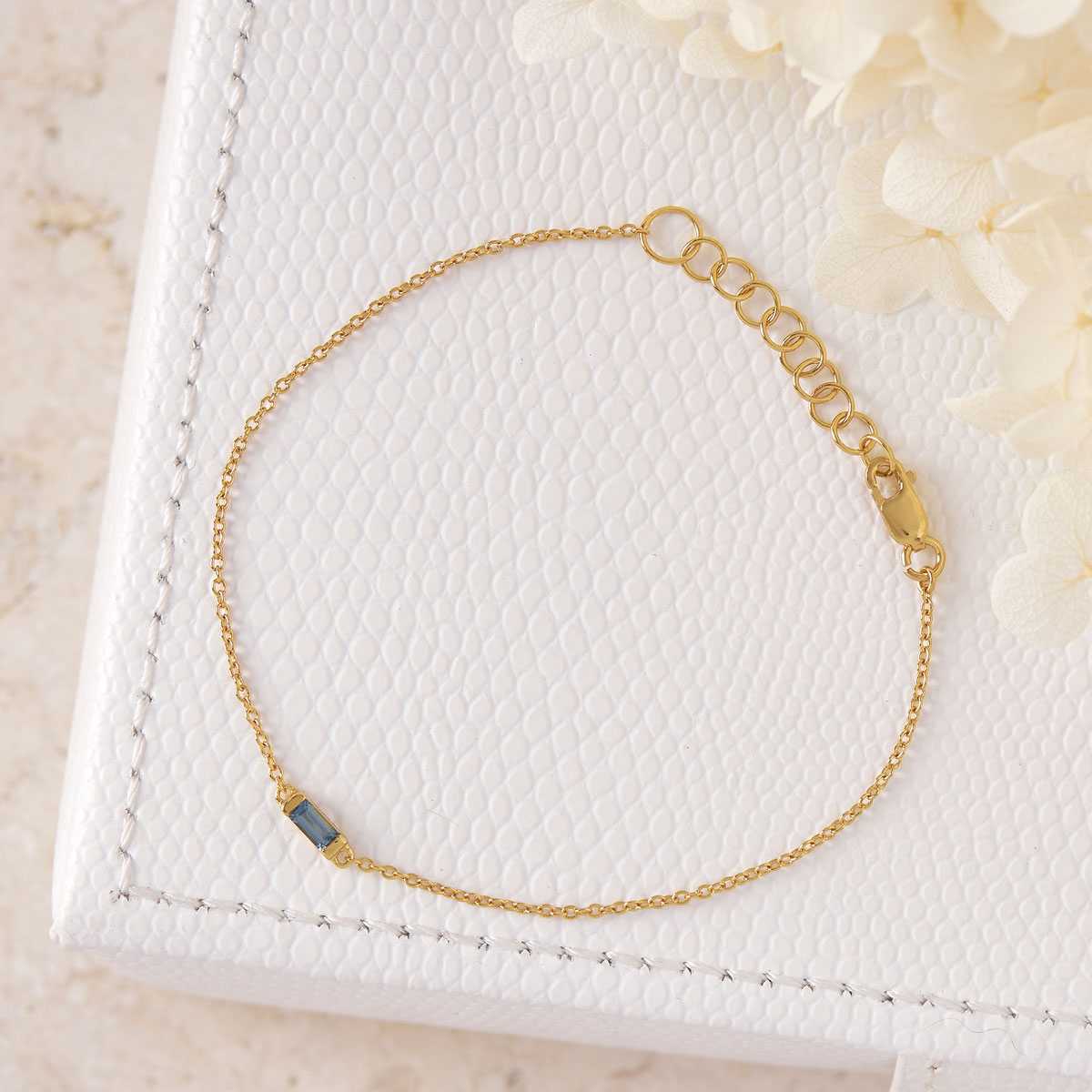 Lumen Baguette London Blue Topaz Bracelet in 14K Gold - Elegant Jewelry for Women, Perfect for Parties, Weddings & Special Occasions