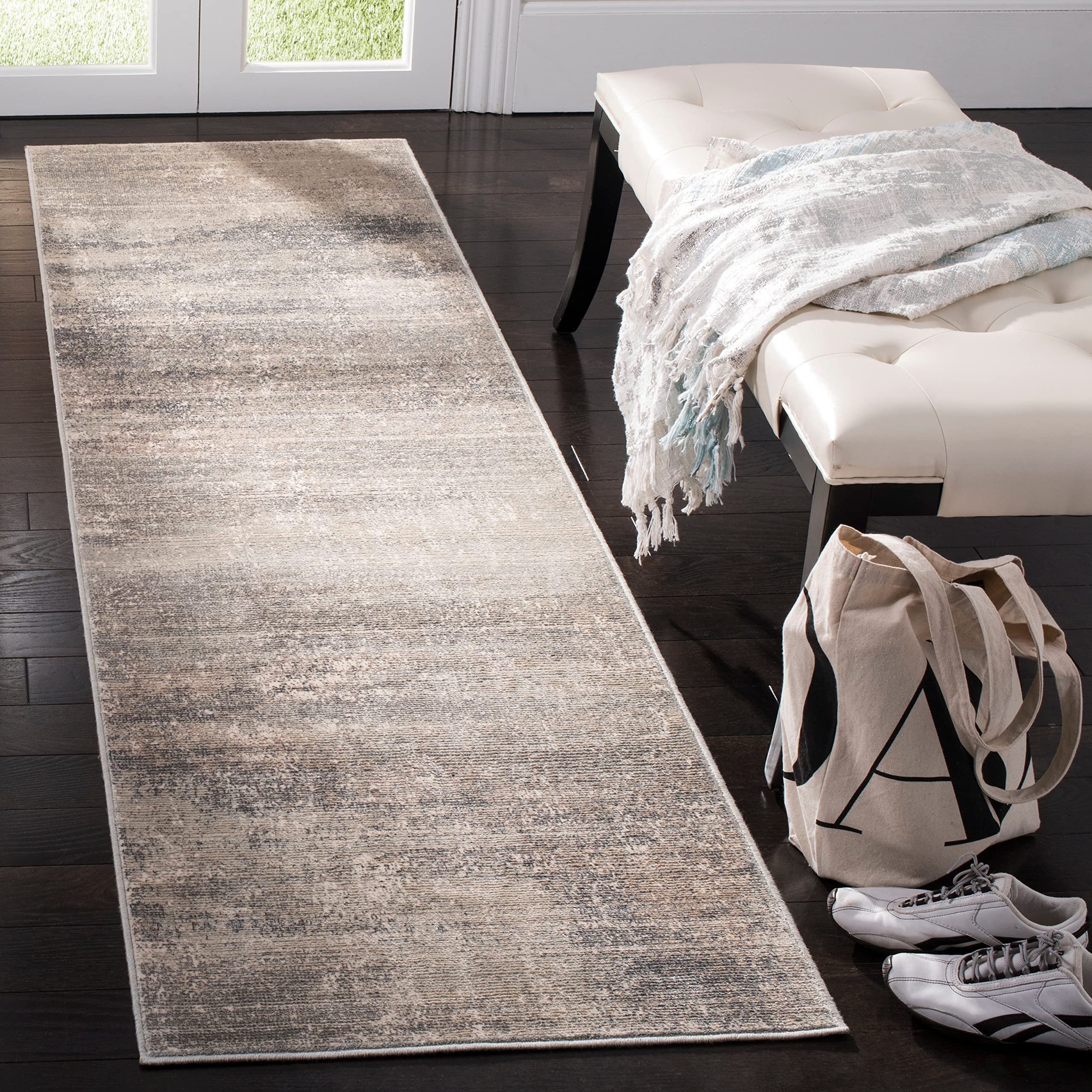 SAFAVIEH Noble Collection 8' x 10' Light Blue & Ivory Distressed Viscose Area Rug - Soft Bohemian Chic Living Room Rug, Bedroom Carpet for High Traffic Areas - Perfect for Home Decor, Office & Dorm Room (NBL632-7680)