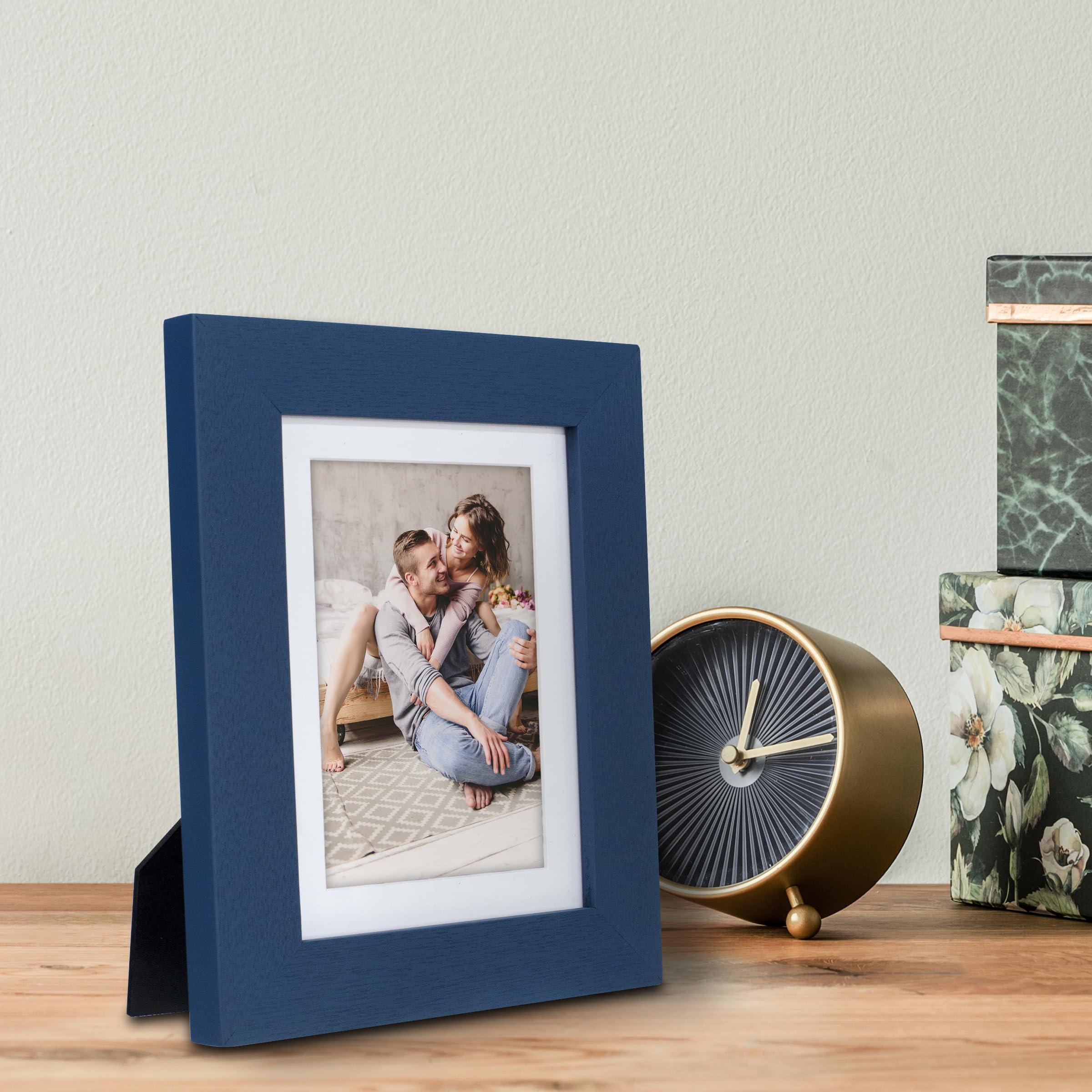 Malden International Designs 2422-46 Blue Picture Frame - Elegant Wall & Tabletop Display for Photos, Artwork, and Home Decor
