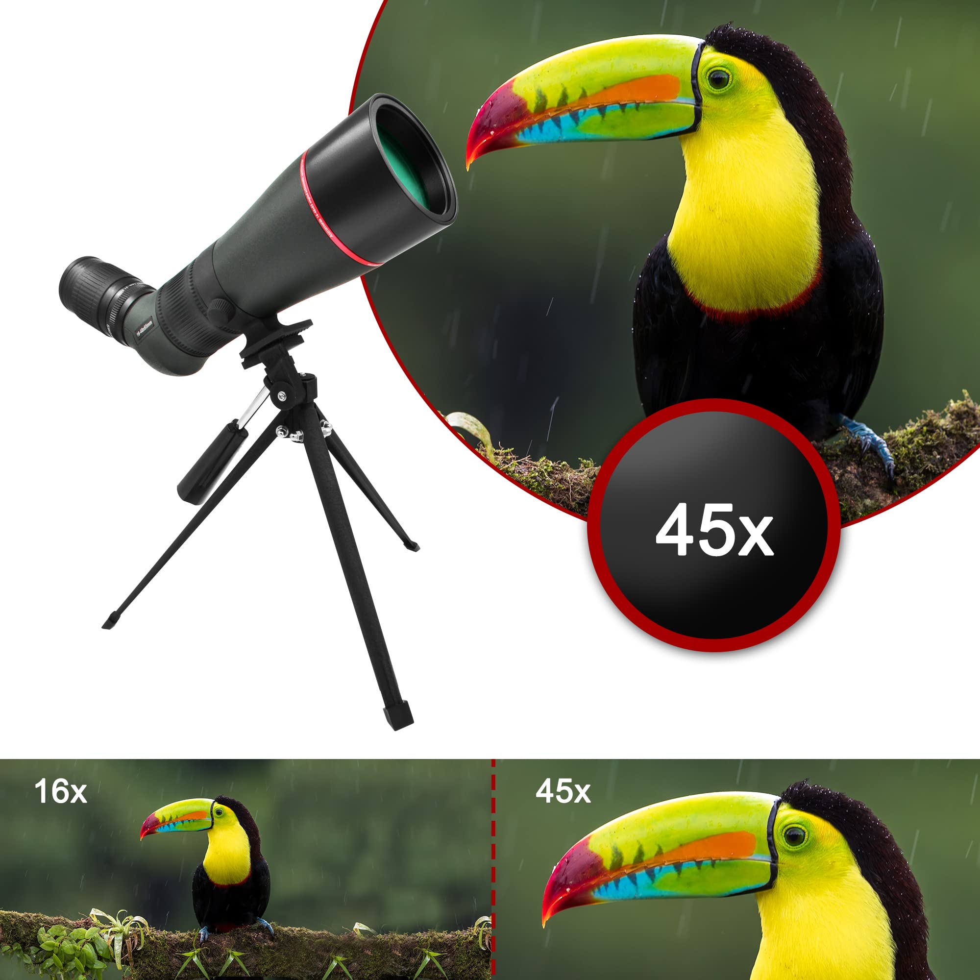 Astromania 16-48x65AE 45 Degree Angled Spotting Scope with Tripod & Carry Bag - High Power Zoom Telescope for Bird Watching, Hunting, Camping, Wildlife Observation & Scenic Viewing - Perfect for Outdoor Adventures & Travel