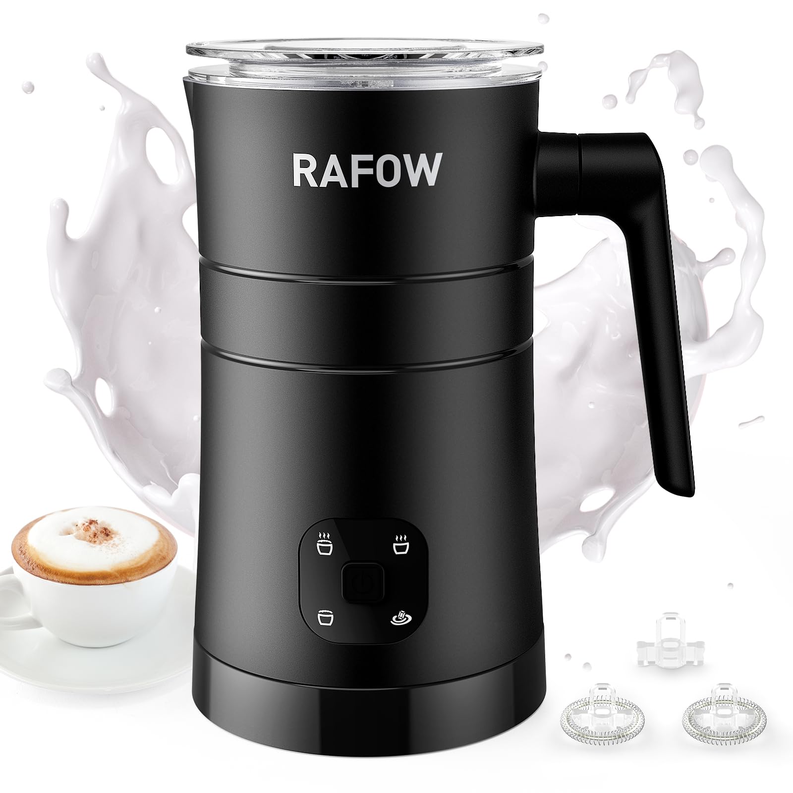 4-in-1 Electric Milk Frother & Steamer - 350ml/10oz Automatic Coffee Foam Maker for Hot & Cold Milk, Perfect for Latte, Cappuccino & Hot Chocolate - Ideal for Home Coffee Bars, Cafes & Office Use