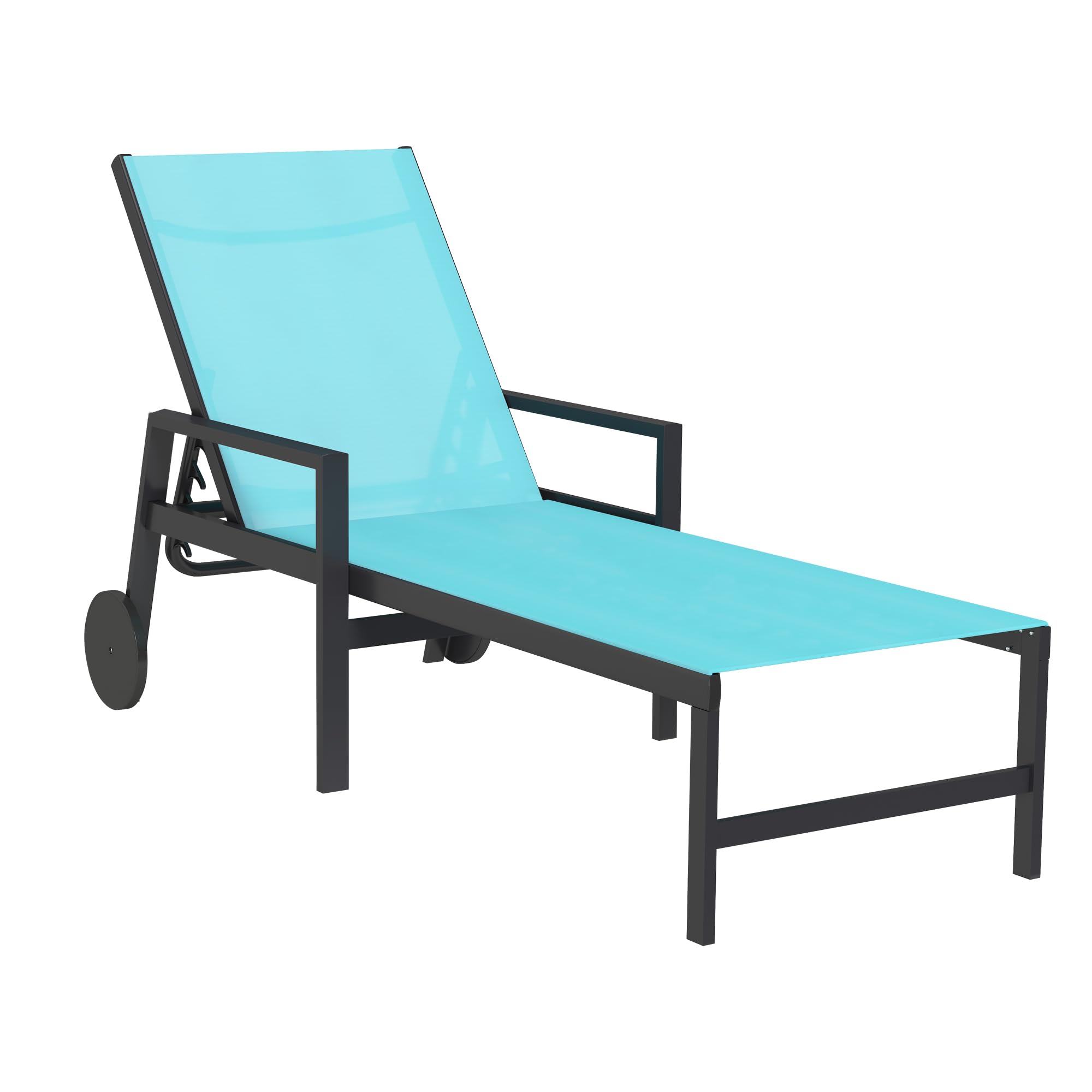 PURPLE LEAF 2-Piece Outdoor Chaise Lounge Set - Aluminum Patio Lounge Chairs with Wheels & Armrests - Turquoise Blue Recliners for Pool, Backyard, Beach & Garden Relaxation