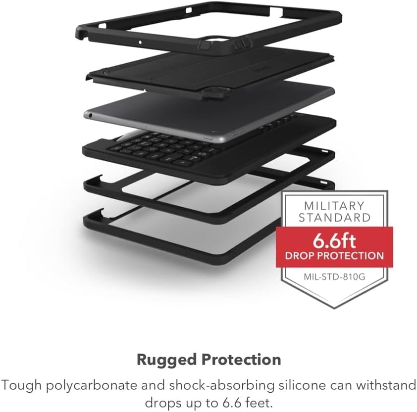 ZAGG Rugged Book iPad Pro 11-inch (M4) Keyboard Case - Durable Magnetic-Hinged Design with 6.6 Feet Drop Protection | Backlit Laptop-Style Keys & Multi-Device Pairing | Detachable Keyboard for Work, Travel & Home Office Use