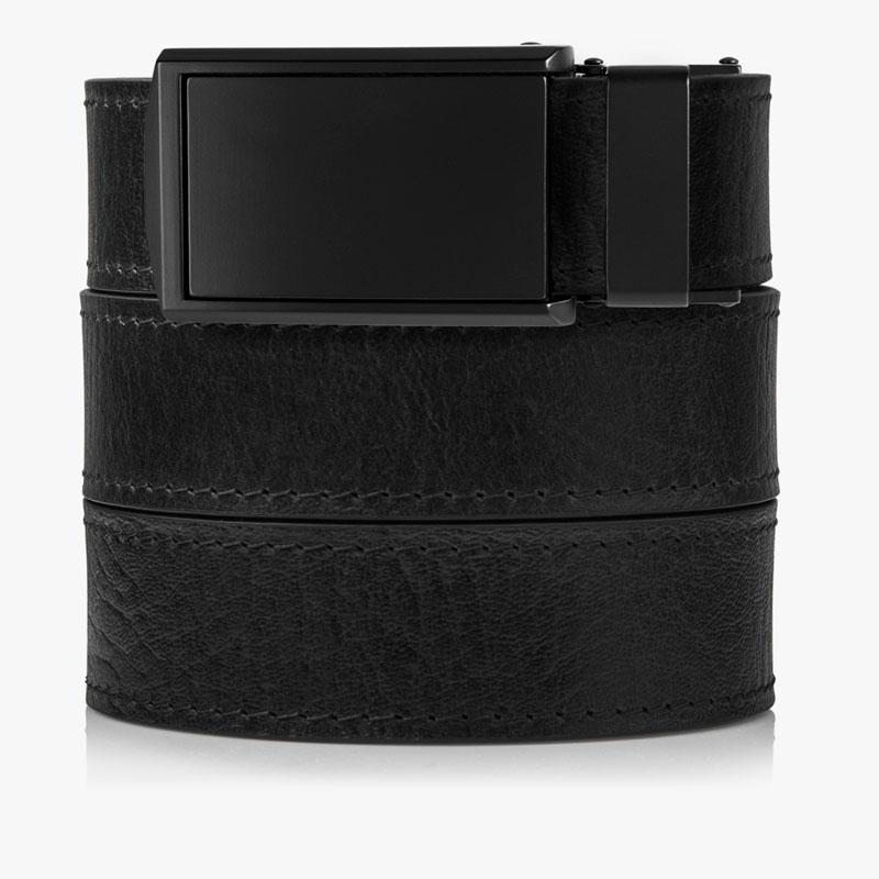Premium Black Full Grain Leather Belt for Men - Custom Front Buckle - Durable & Stylish for Casual, Business & Formal Wear