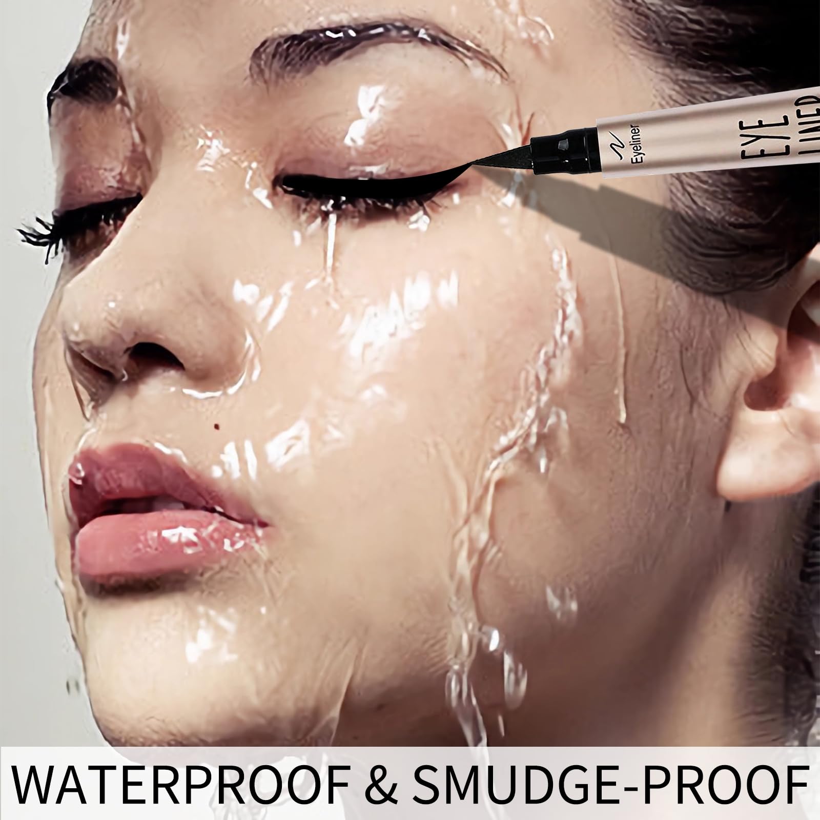 Erinde Winged Eyeliner Stamp - Black Liquid Wing Liner Pen for Perfect Cat Eyes | Easy to Use Eyeliner Stencil Tool | Long Lasting, Waterproof & Smudge Proof Eye Makeup (Midnight Black) | Ideal for Daily Makeup, Parties & Special Occasions