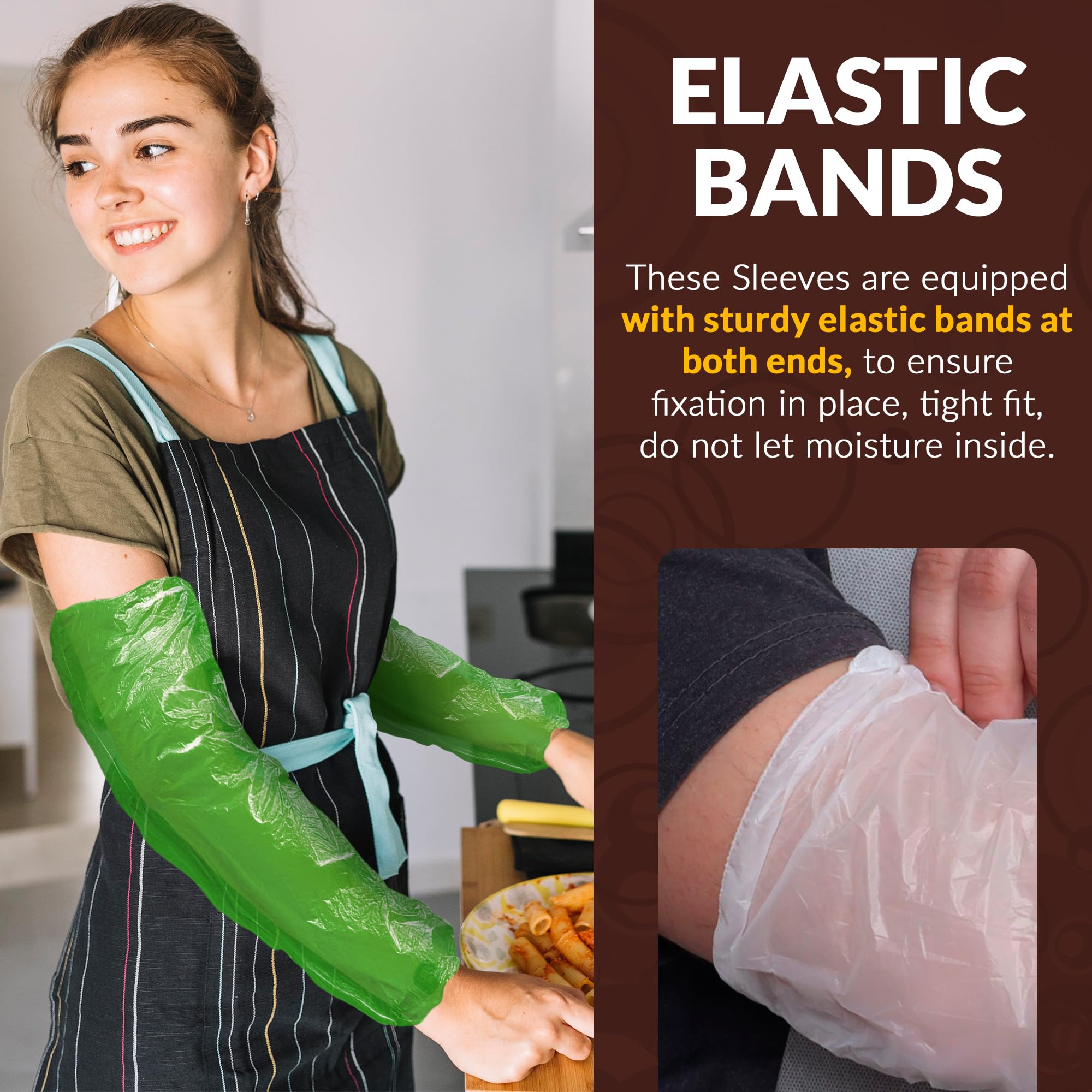 ABC PACK & SUPPLY 18-Inch Green Disposable Arm Sleeve Covers - Pack of 2000 | 1 mil Waterproof Polyethylene Sleeve Protectors with Elastic Ends | Food Service, Medical, Tattoo & Salon Protection