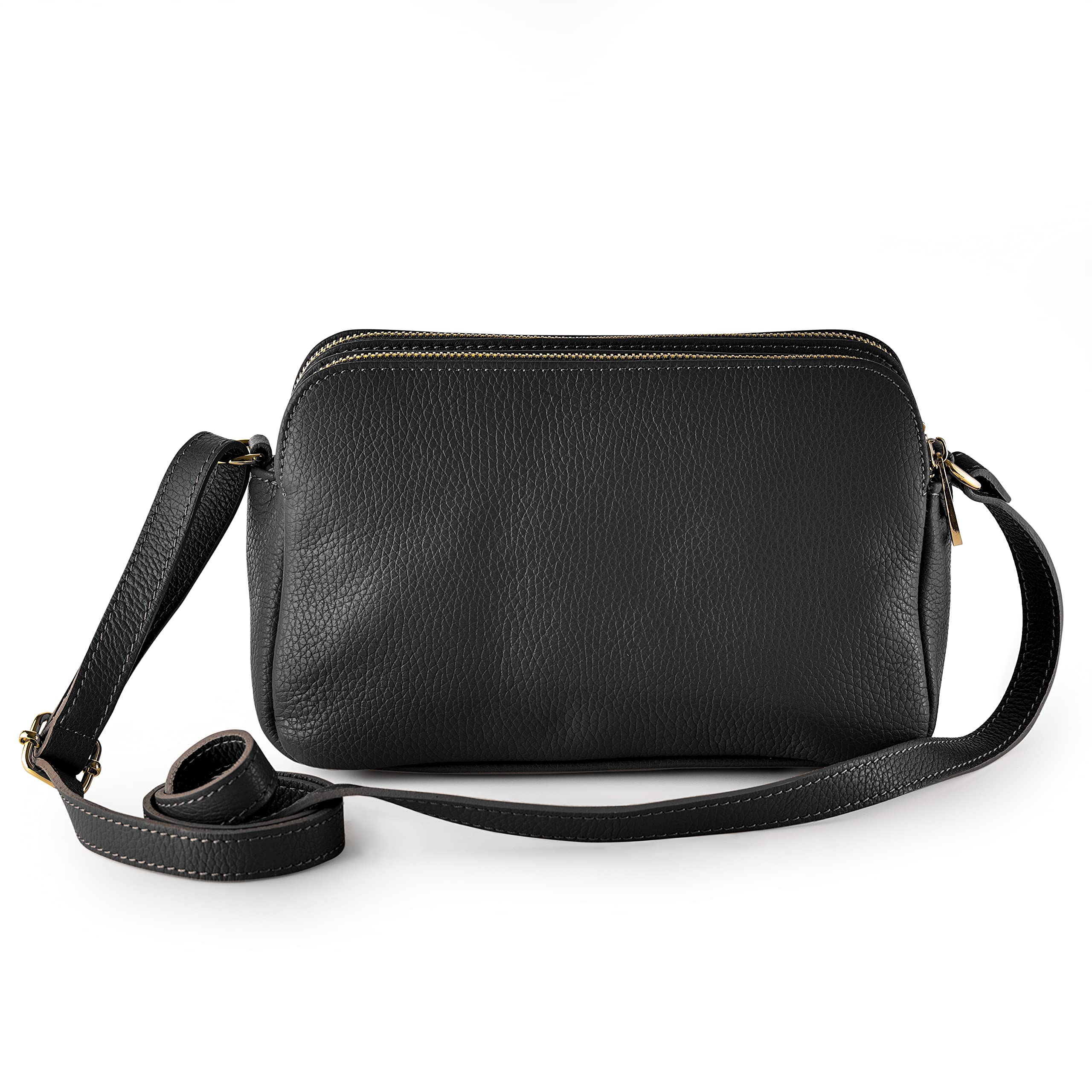 Baroncelli Italian Genuine Leather Crossbody Bag with Long Stripe - Stylish & Durable Handmade in Italy - Perfect for Women's Daily Use, Travel & Fashion Accessories