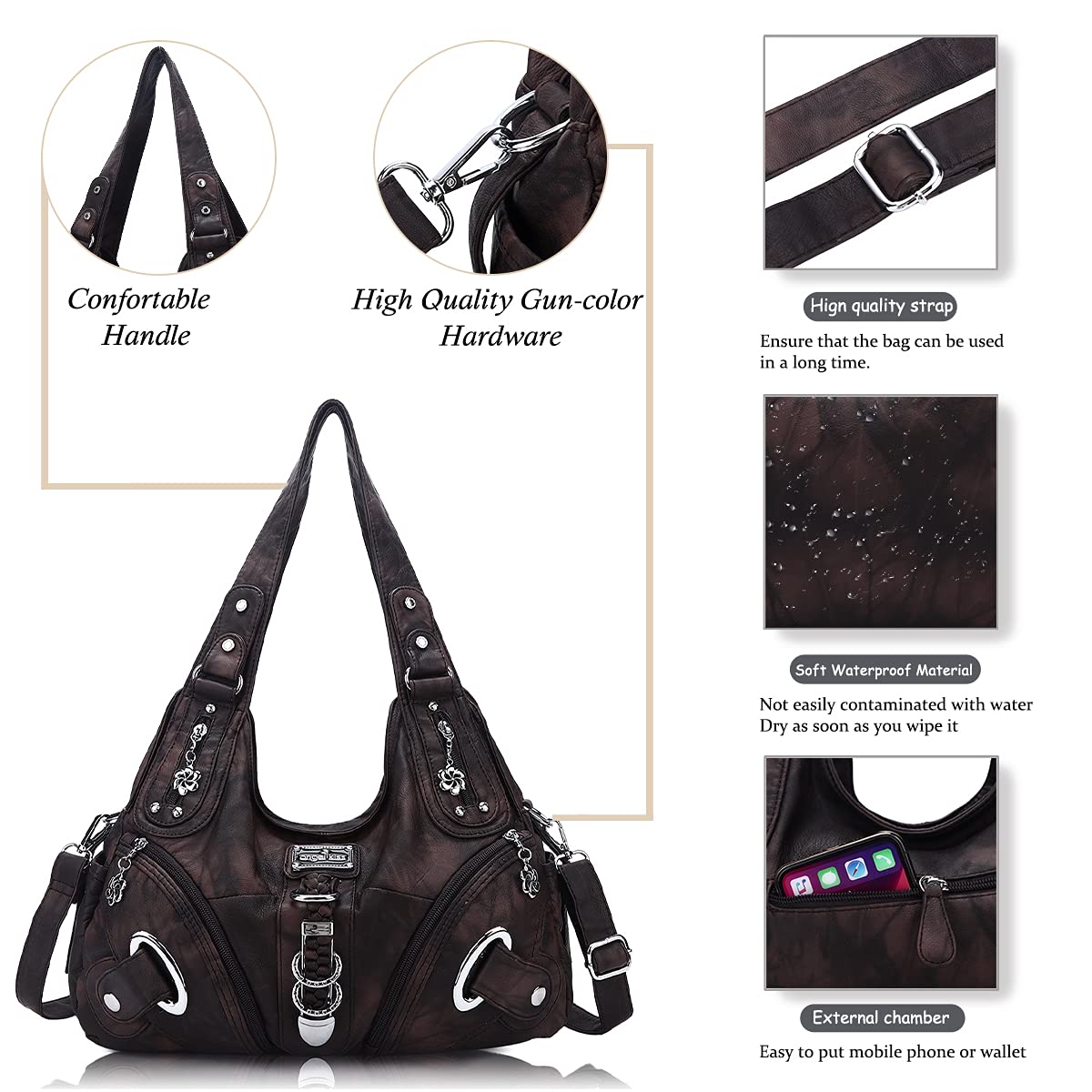 Angelkiss Women's Hobo Purses & Handbags - Large Satchel Shoulder Bag for Daily Use - Perfect for Work, Travel, and Shopping