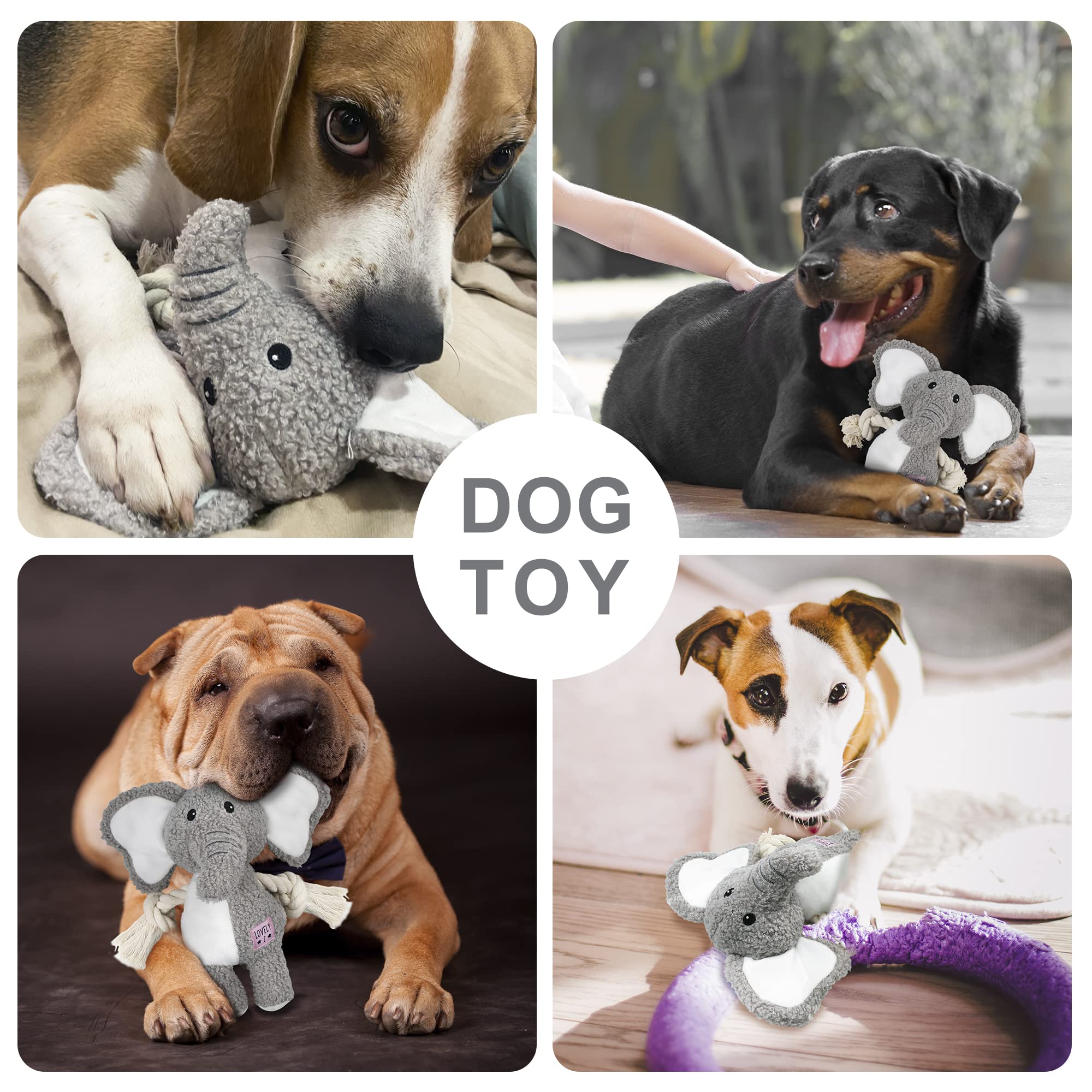 PAZ'S GIFT Cute Plush Elephant Dog Toy - Interactive Pulling, Soothing Companion for Puppies & Small/Medium Dogs - Durable Indoor Chew Toy with Squeaker - Perfect for Teething, Playtime & Anxiety Relief