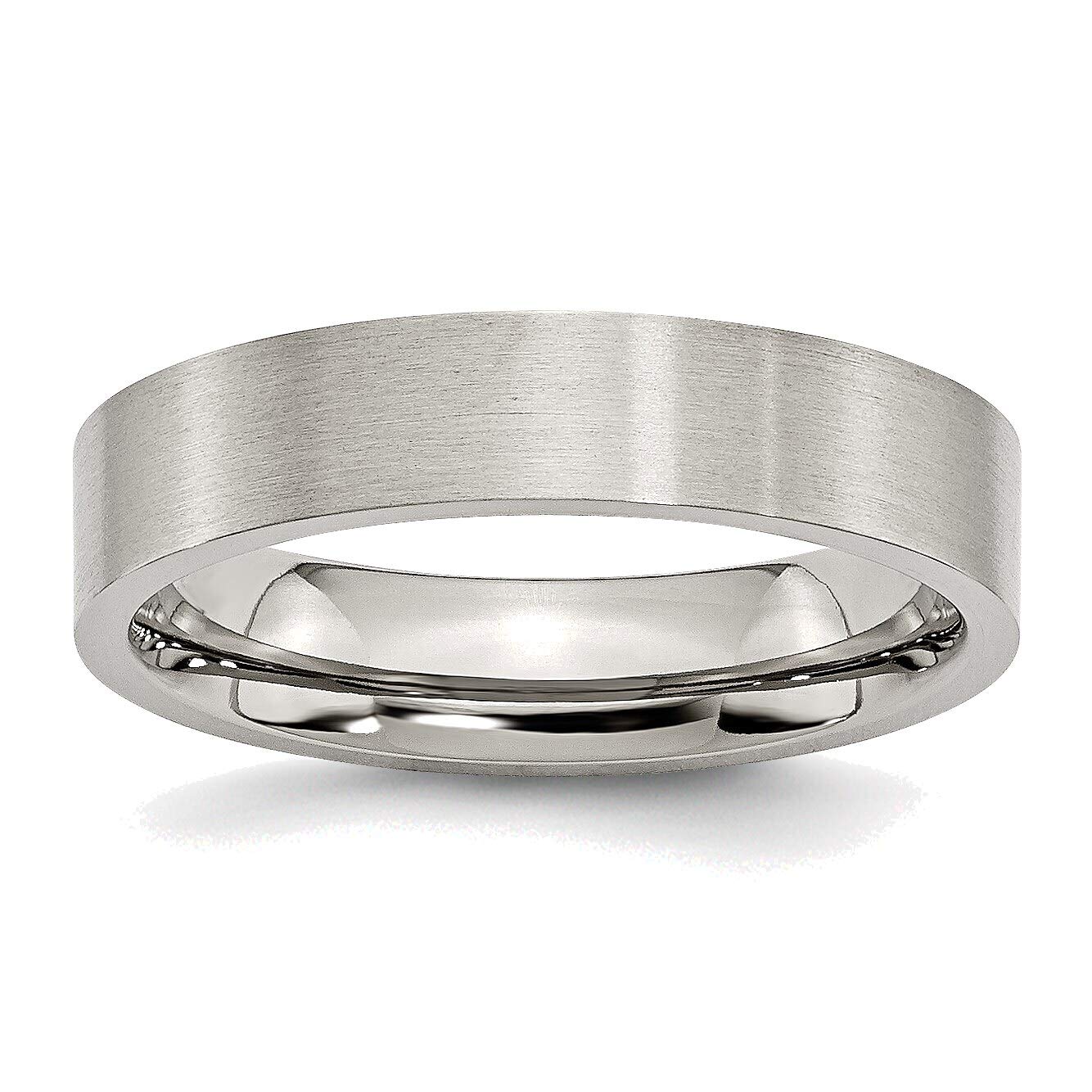 Bonyak Stainless Steel 5mm Brushed Flat Band Ring - Size 6 | Durable Wedding Band, Anniversary Gift for Him/Her, Everyday Unisex Jewelry for Men & Women