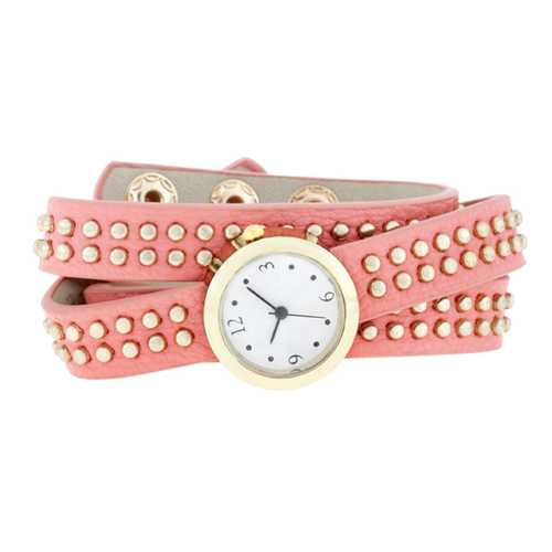 Pink Mini Studded Wrap Watch - Stylish Women's Fashion Watch for Everyday Wear & Gift Giving
