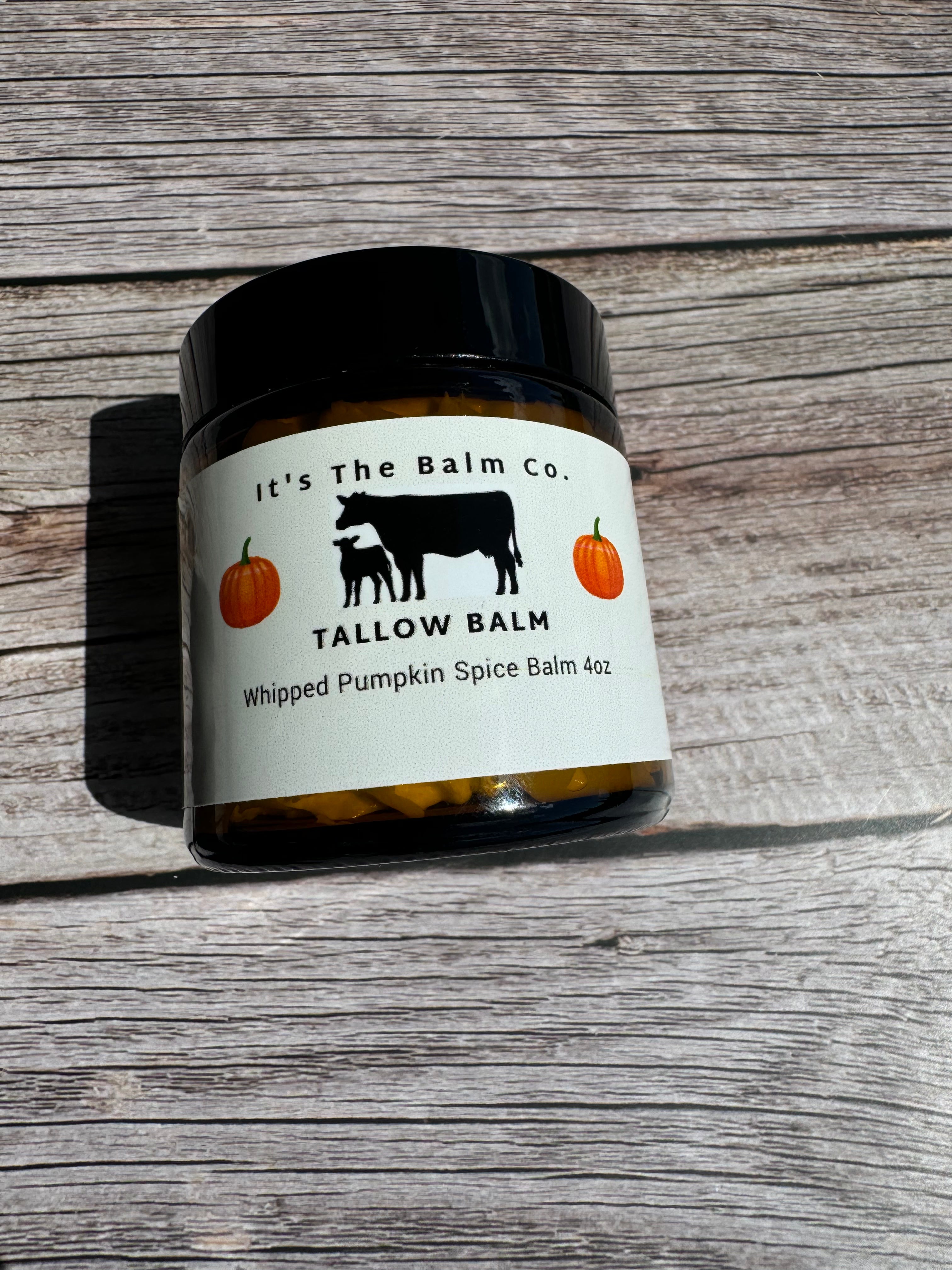 4oz Whipped Pumpkin Spice Tallow Balm - Natural Immunity Boosting Skin Care for Dry Hands & Lips | Perfect for Winter Hydration & Aromatherapy