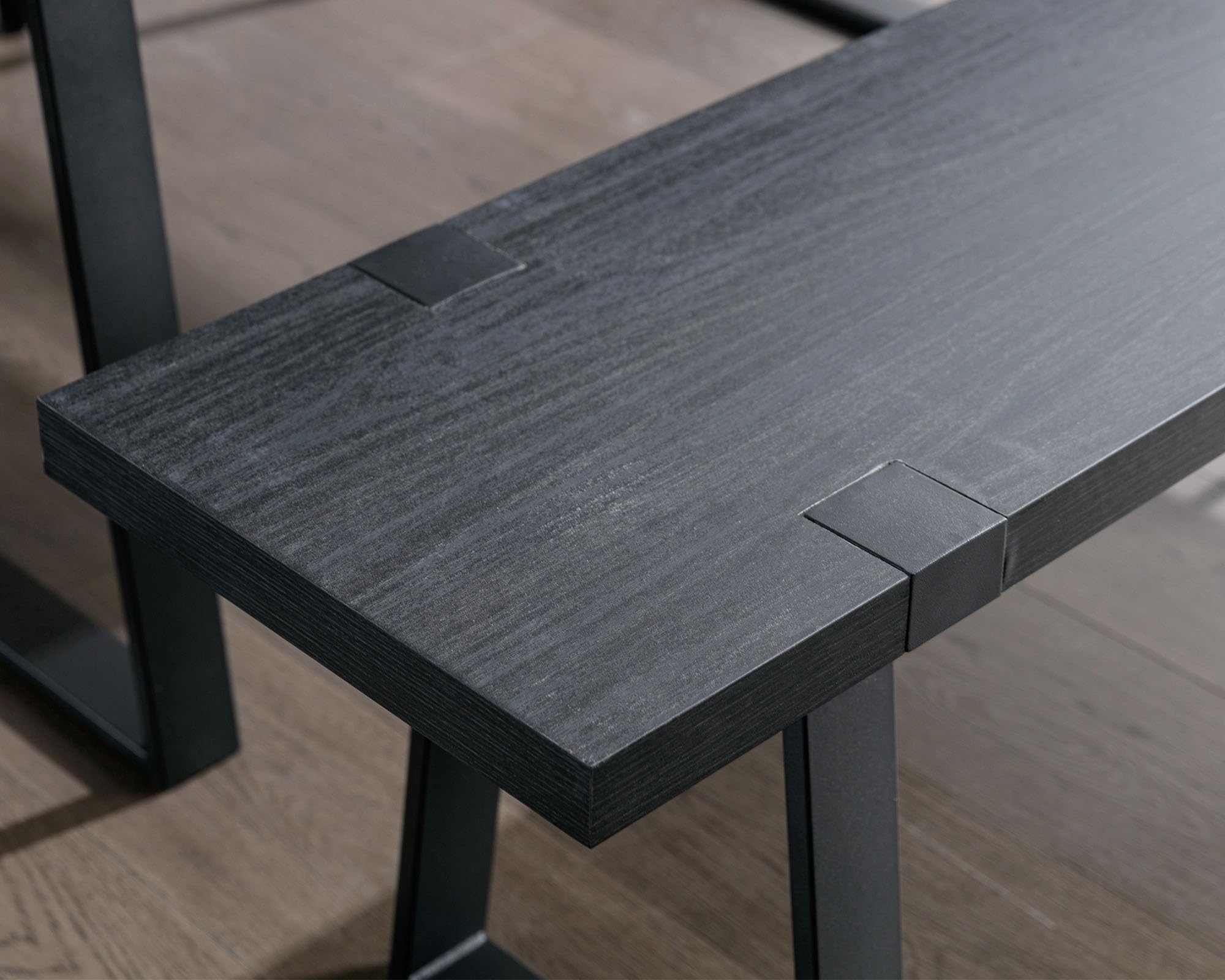 VESCASA 60 Inch Wooden Dining Bench with Black Metal Legs - Sturdy Kitchen & Dining Room Bench for Home, Restaurant, or Outdoor Patio Use