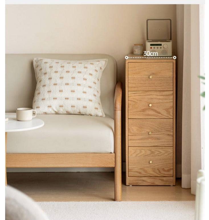 Solid Oak & Beech Wood Side Cabinet - Multi-Functional Storage Organizer for Living Room, Bedroom, or Office