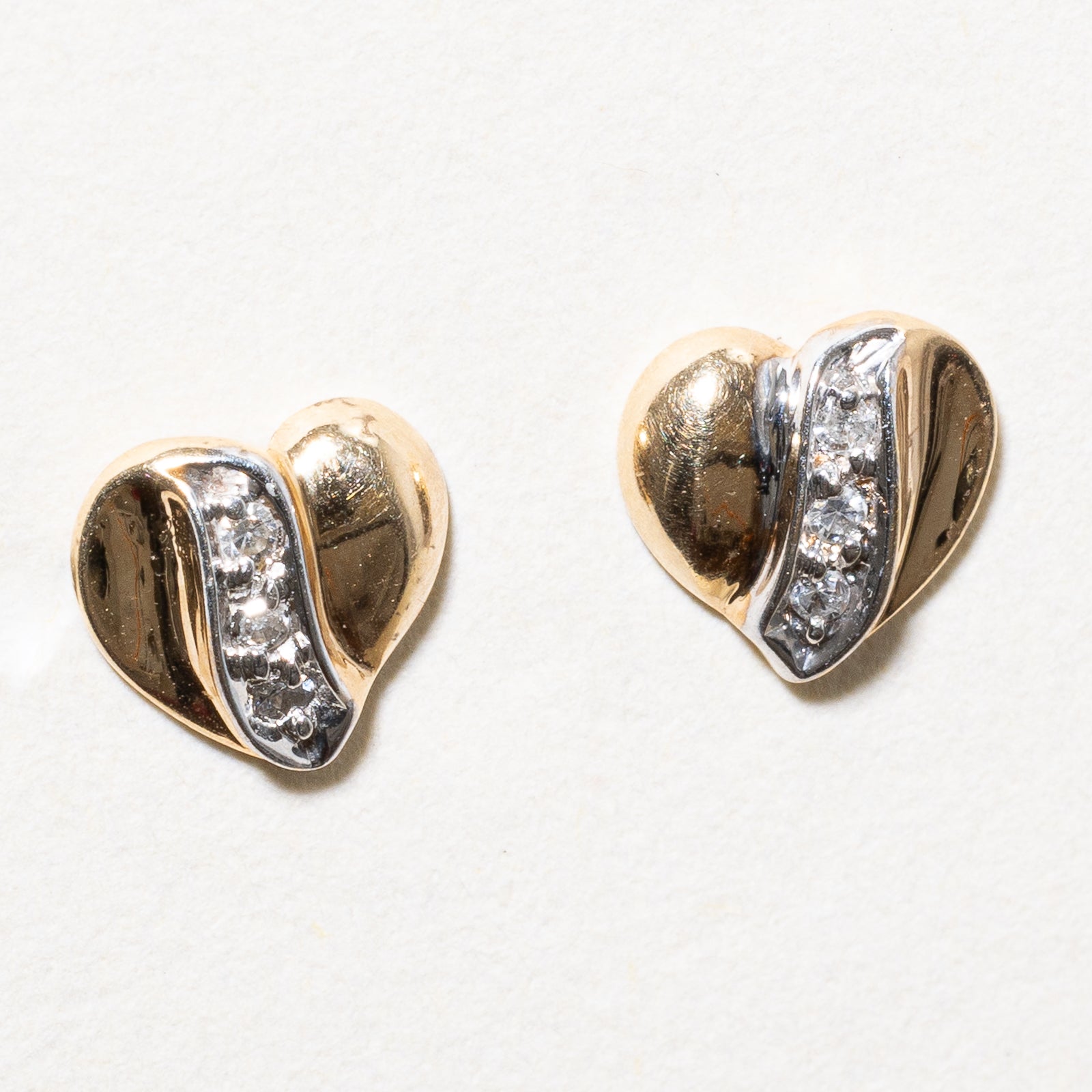0.03ctw Diamond Heart Stud Earrings - 14K Gold/Platinum/Silver - Valentine's Day Gift, Anniversary Present, Romantic Jewelry for Her