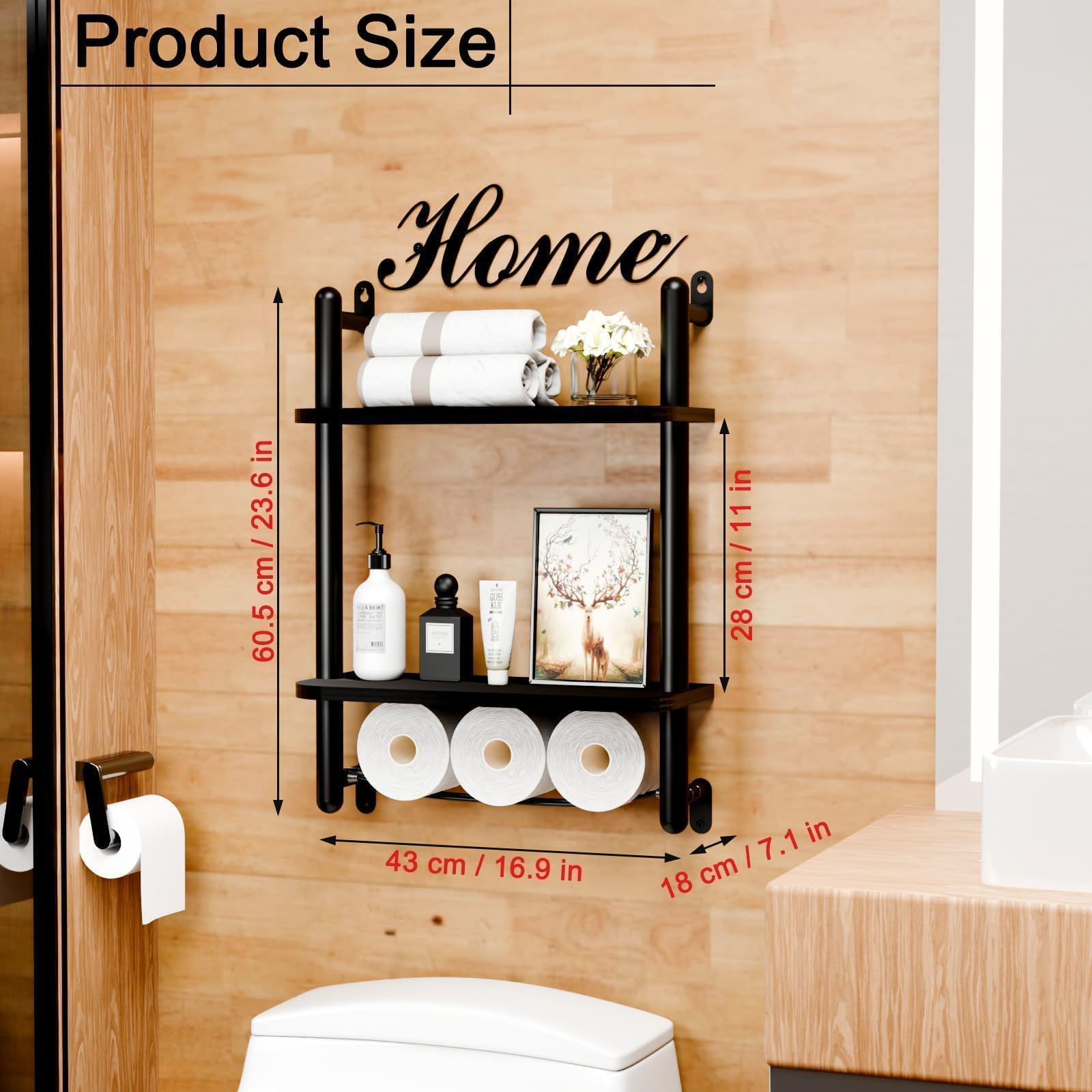 Floating Shelves for Bathroom - 2-Tier 16.9