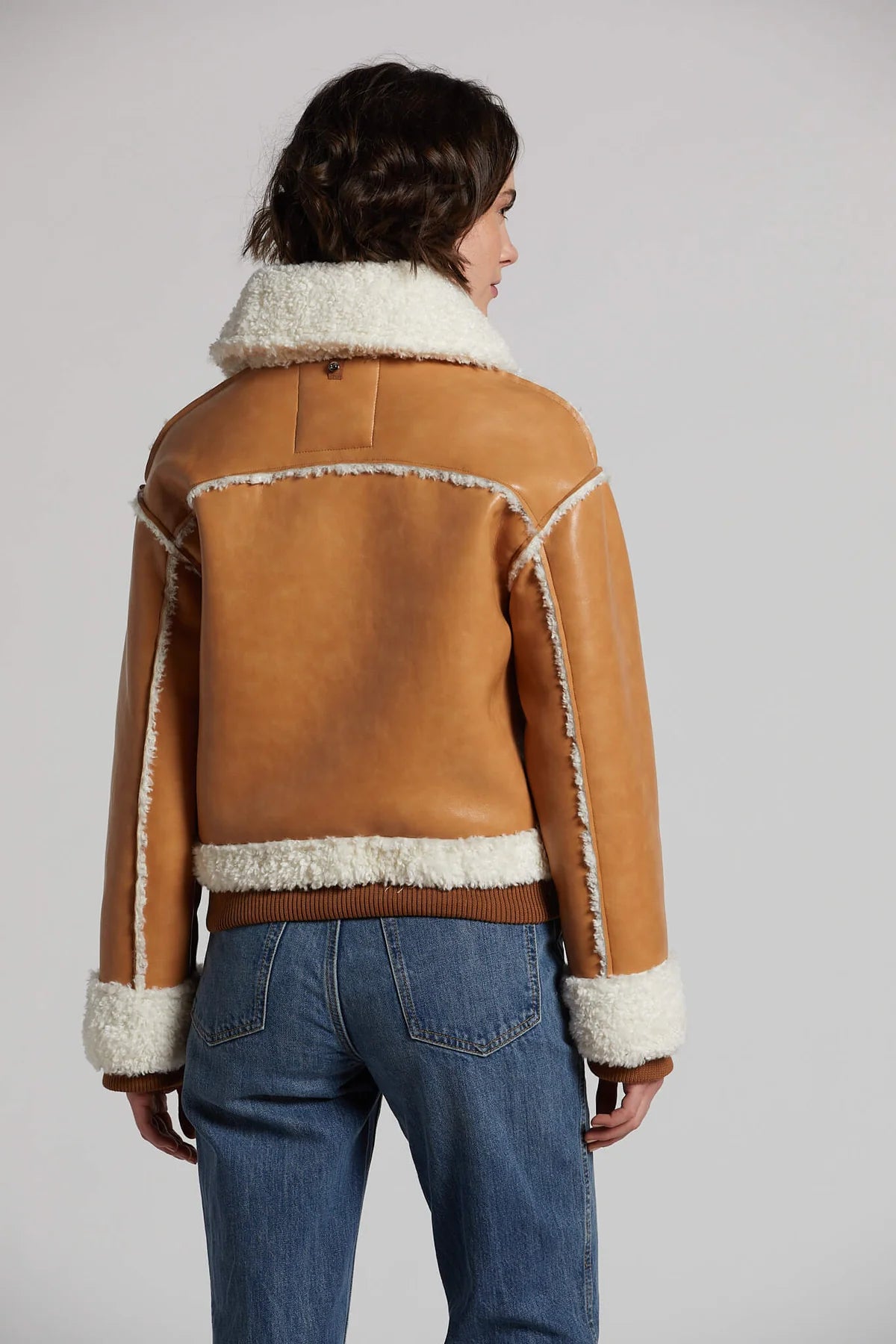 Stylish Clayton Faux Shearling Moto Jacket in Camel Color - Perfect for Winter Fashion & Motorcycle Riding