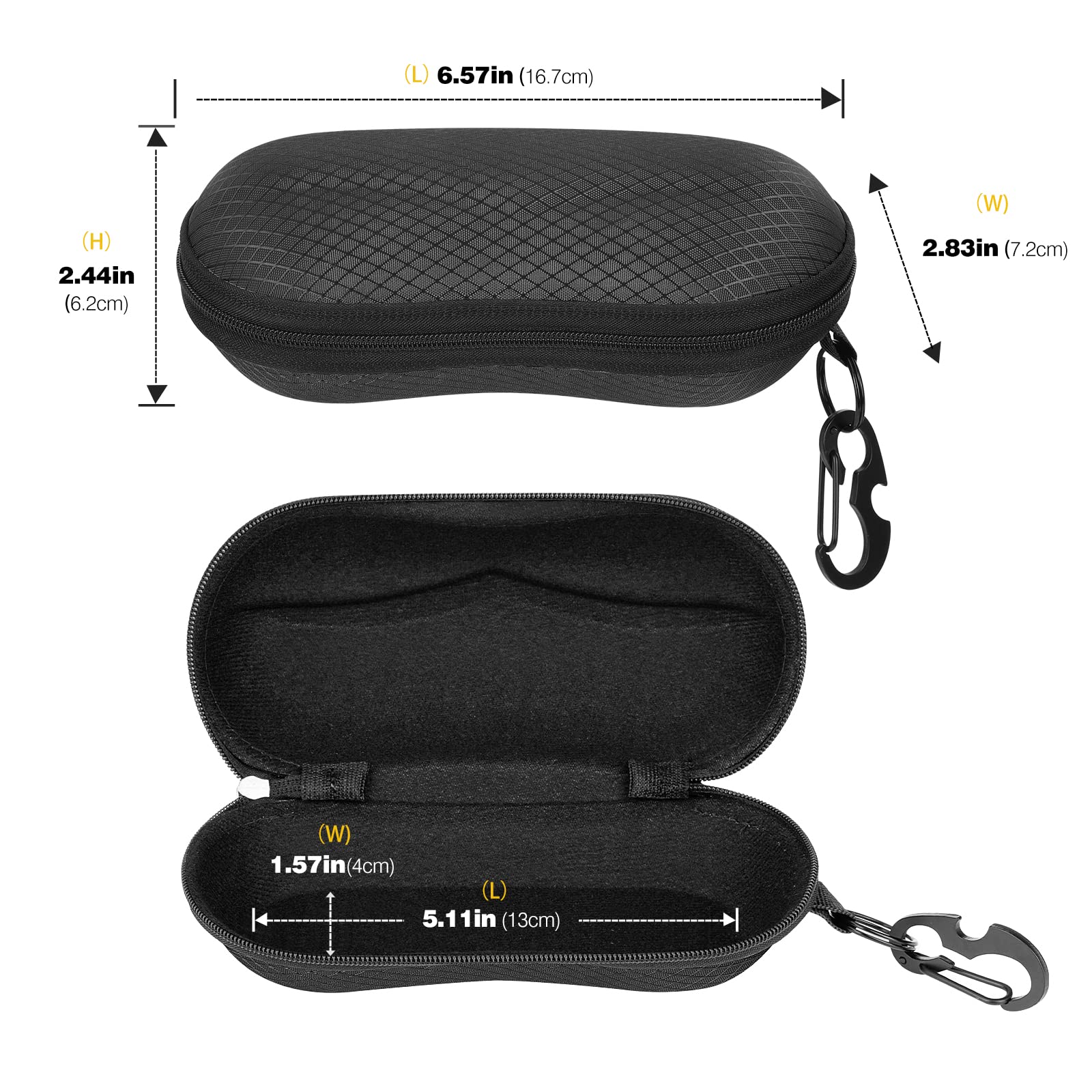 MoKo Semi Hard Shell Sunglasses Case - Protective Eyeglass Holder with Metal Hook for Men & Women | Travel, Outdoor, Daily Use Accessories Storage