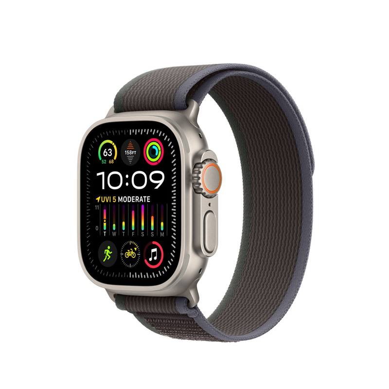Apple Watch Ultra 2 (GPS + Cellular) 49mm Titanium Case with Blue/Black Trail Loop Band - Perfect for Outdoor Adventures, Fitness Tracking & Everyday Wear
