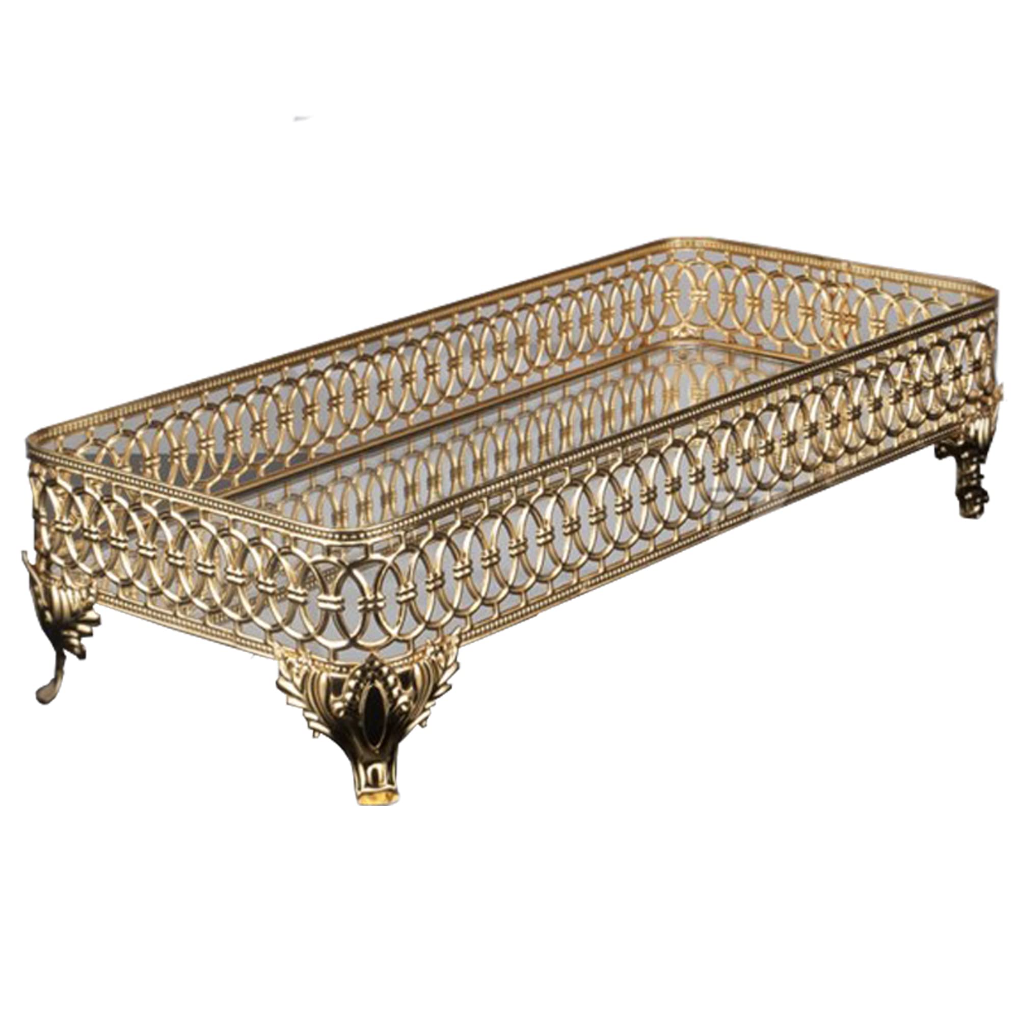 Handmade Decorative Perfume Trays - Elegant Gold Metal Vanity Tray for Dresser & Bathroom Organization | Rectangle Mirror Perfume Holder Organizer (Large Size) - Perfect for Jewelry Display, Fragrance Storage & Home Decor