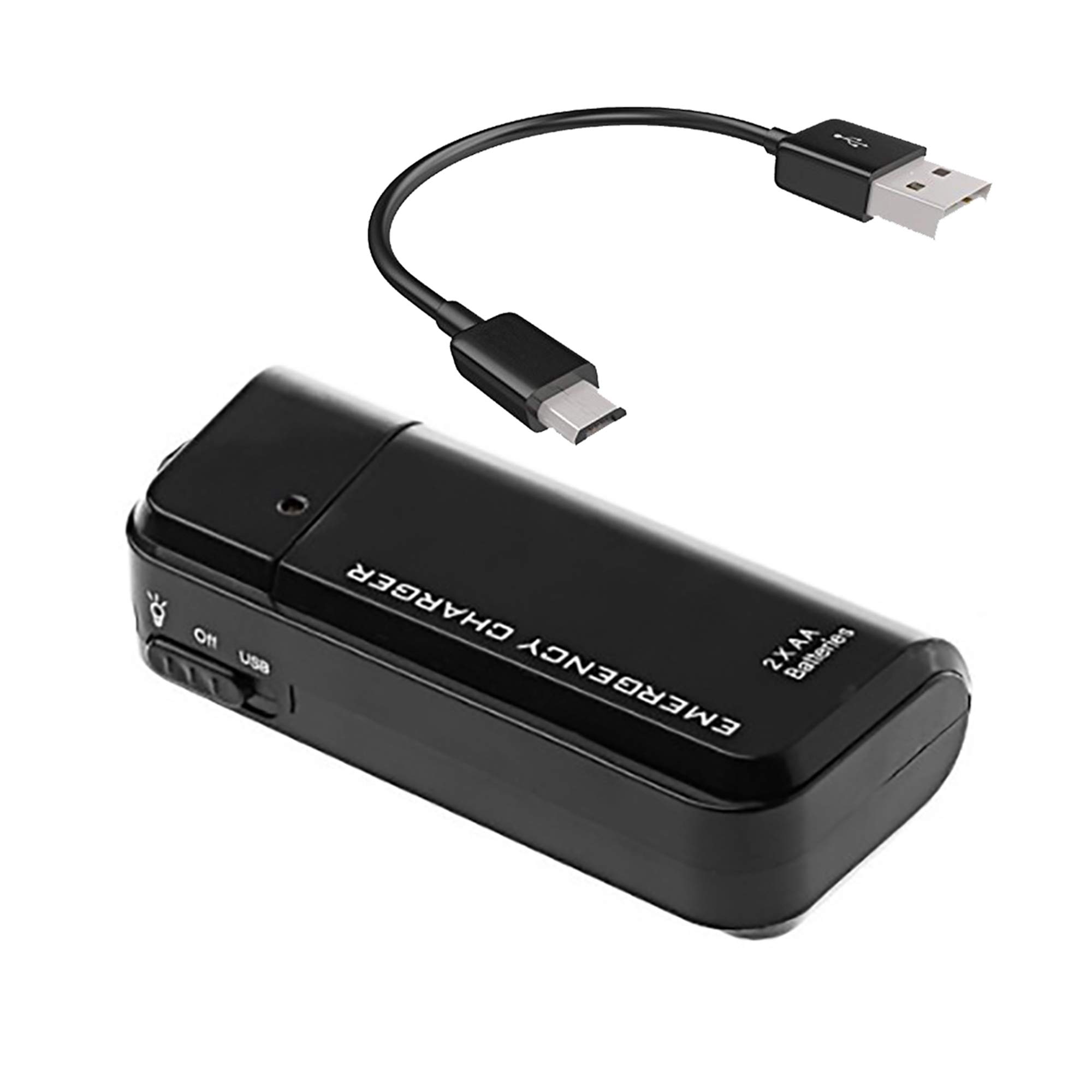Portable AA Battery Travel Charger for Dell XPS 1340 Laptop - USB-C Emergency Power Bank with LED Light (Uses 2 AA Batteries, Black) | Perfect for Travel, Camping & Power Outages