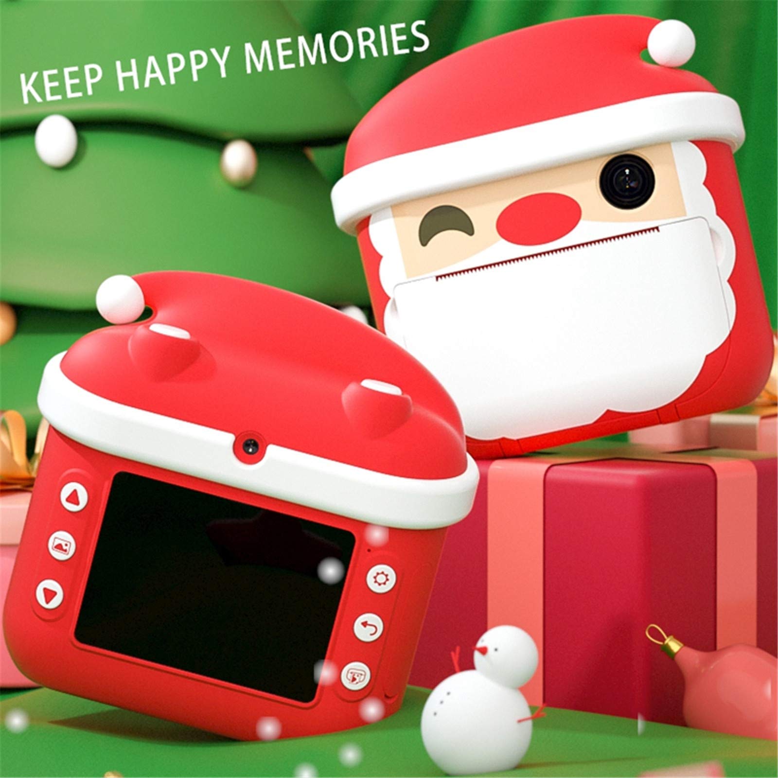 Santa Claus Instant Print Digital Camera for Kids - Mini Portable Toy Camera with 32GB TF Card & Photo Paper - Perfect Christmas Gift for Children, Birthday Party Favors, Travel Souvenirs & Family Fun Activities