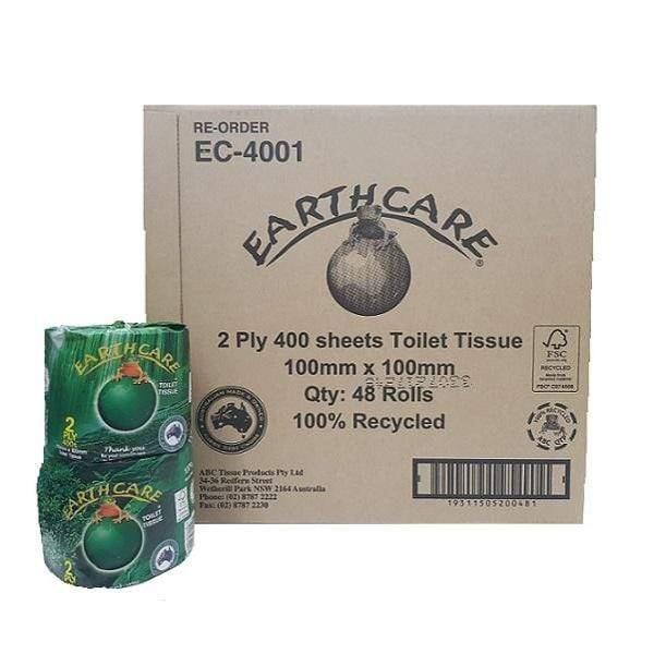 Earthcare 2-Ply Toilet Tissue, 48 Rolls - 100% Recycled Paper, Soft & Strong Bathroom Tissue for Home & Office Use