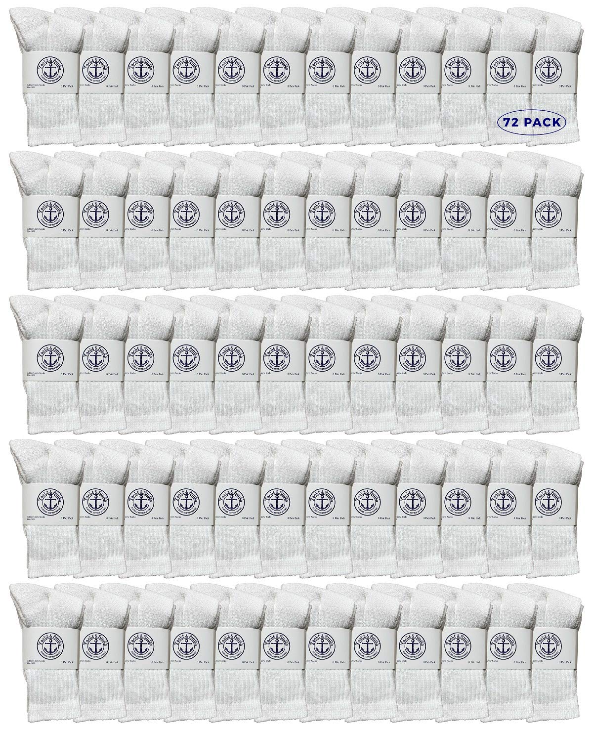 72 Pairs Kids Crew Socks Bulk - Soft Cotton Yacht & Smith Children's Casual Socks Size 6-8 for School, Sports & Everyday Wear