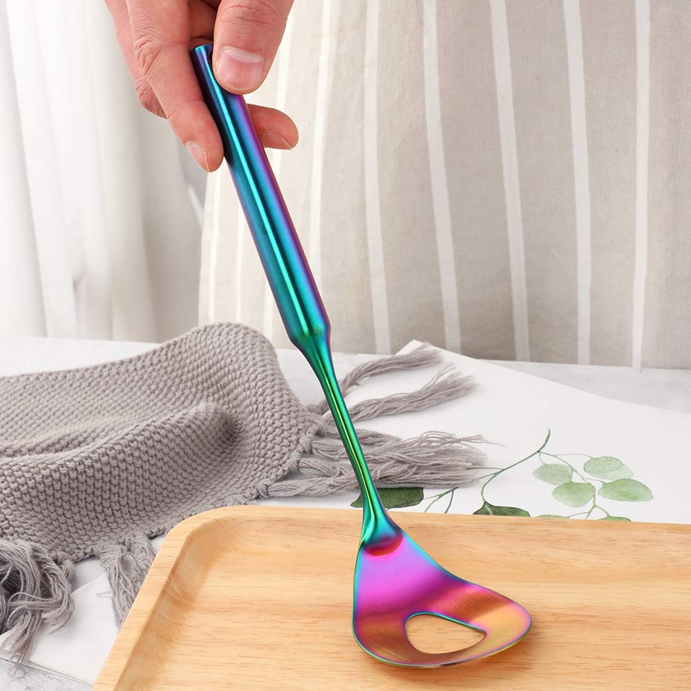 2-Piece Stainless Steel Meatball Spoon Set - 18/8 Non-Stick Meatball Maker with Long Handle - Perfect for Cooking, Serving & Meal Prep - Rainbow Color